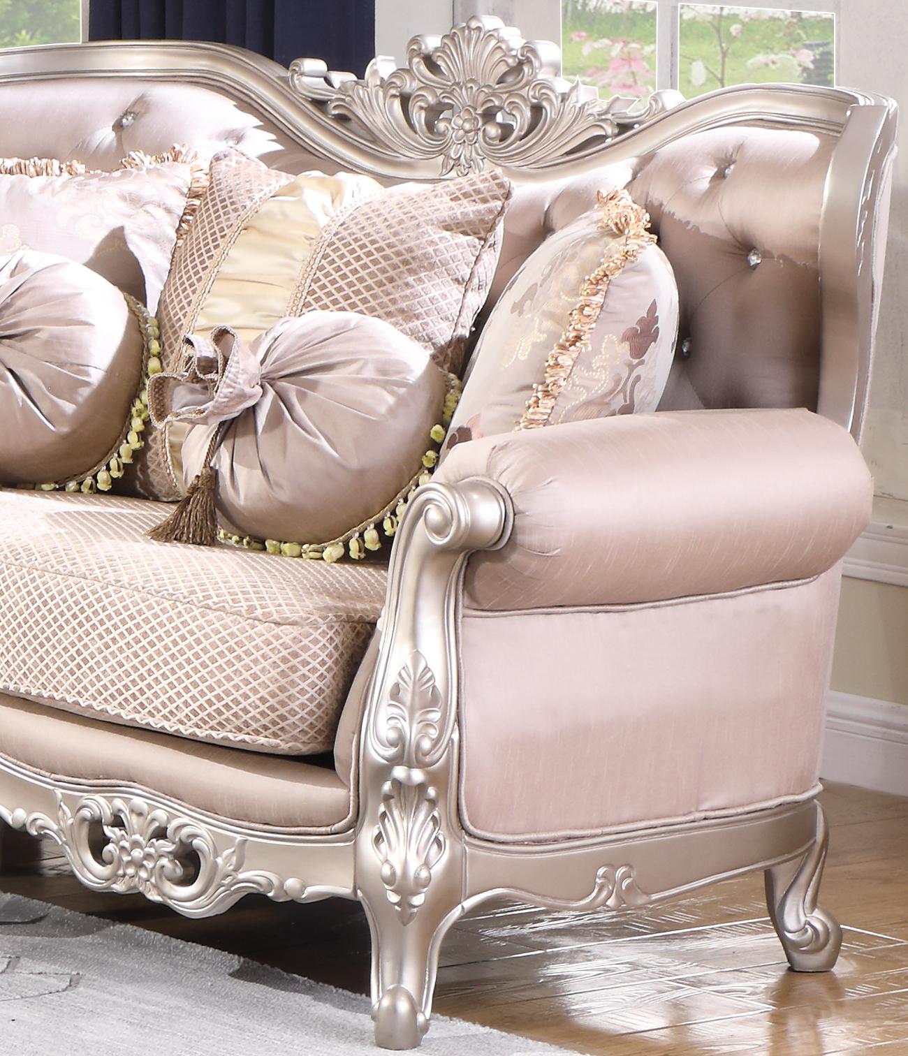 Daisy Traditional Style Loveseat in Pearl finish Wood Cosmos Furniture