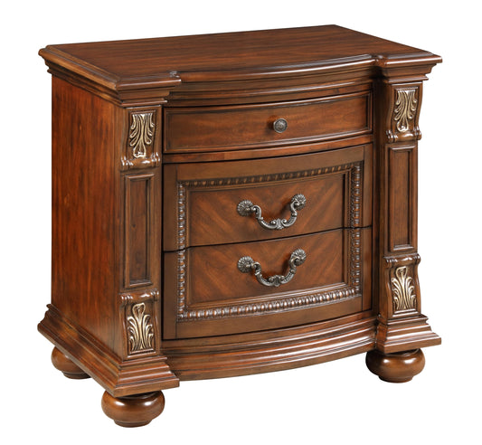 Viviana Traditional Style Nightstand in Caramel finish Wood Cosmos Furniture