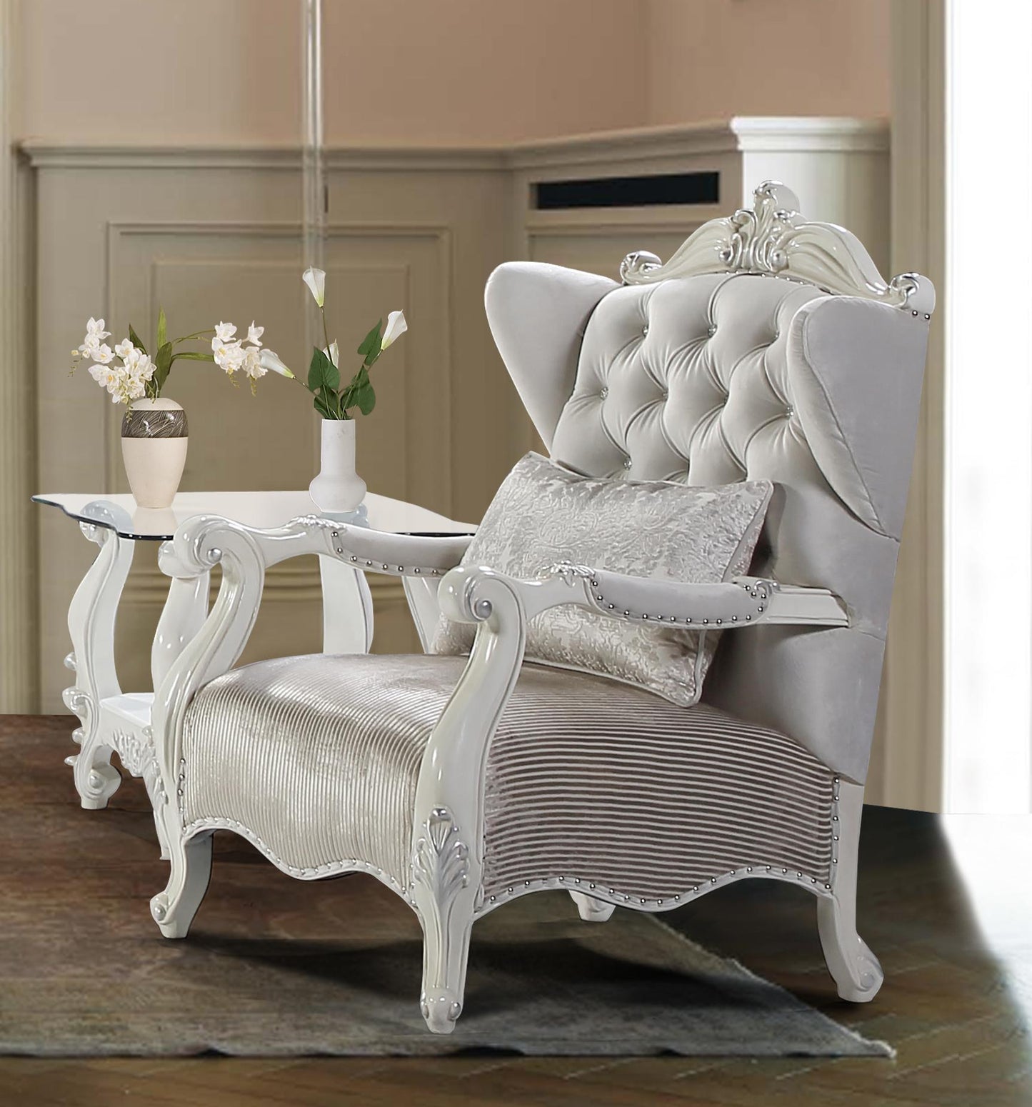 Juliana Traditional Style Chair in Pearl White finish Wood Cosmos Furniture