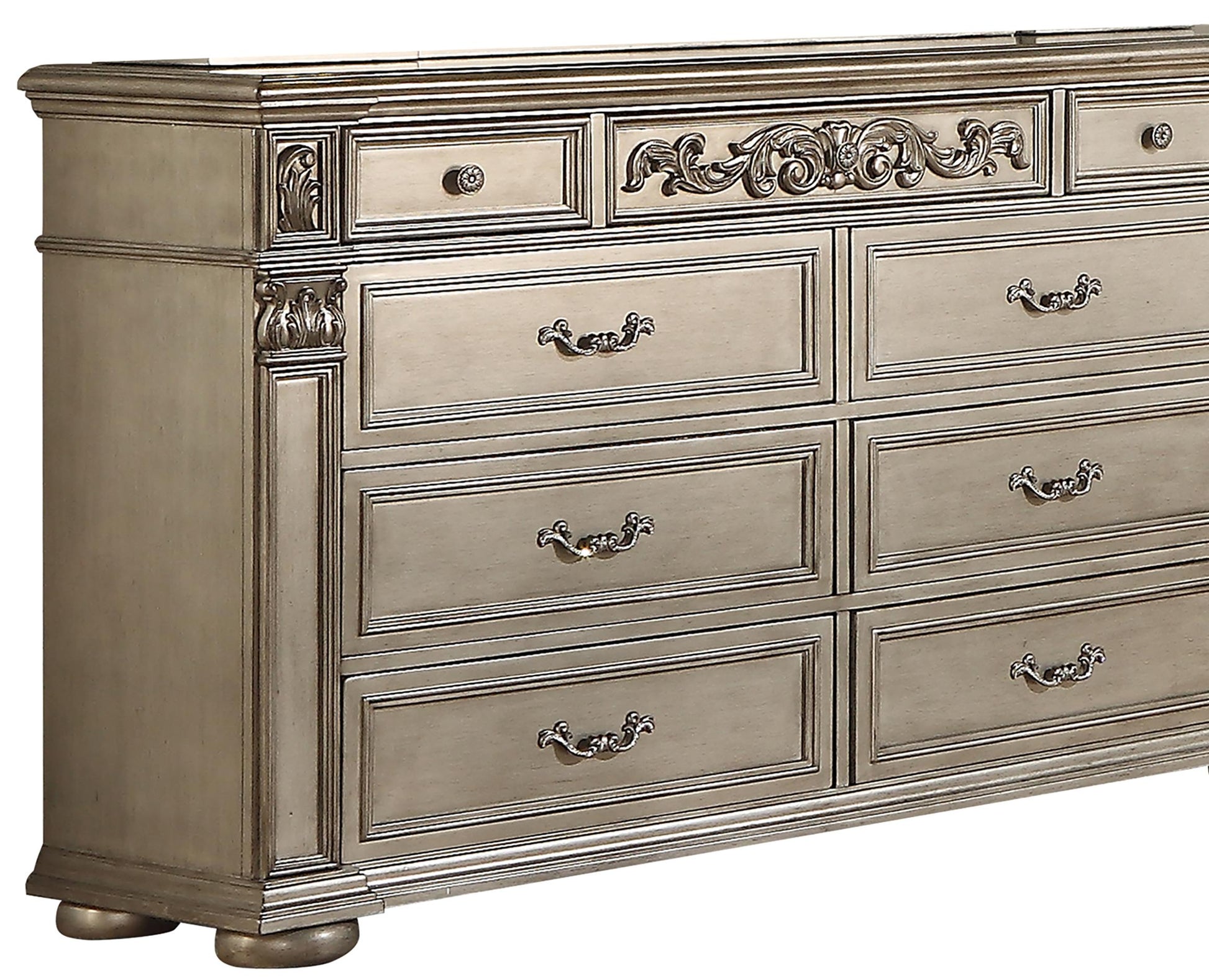 Platinum Traditional Style Dresser in Gold finish Wood Cosmos Furniture