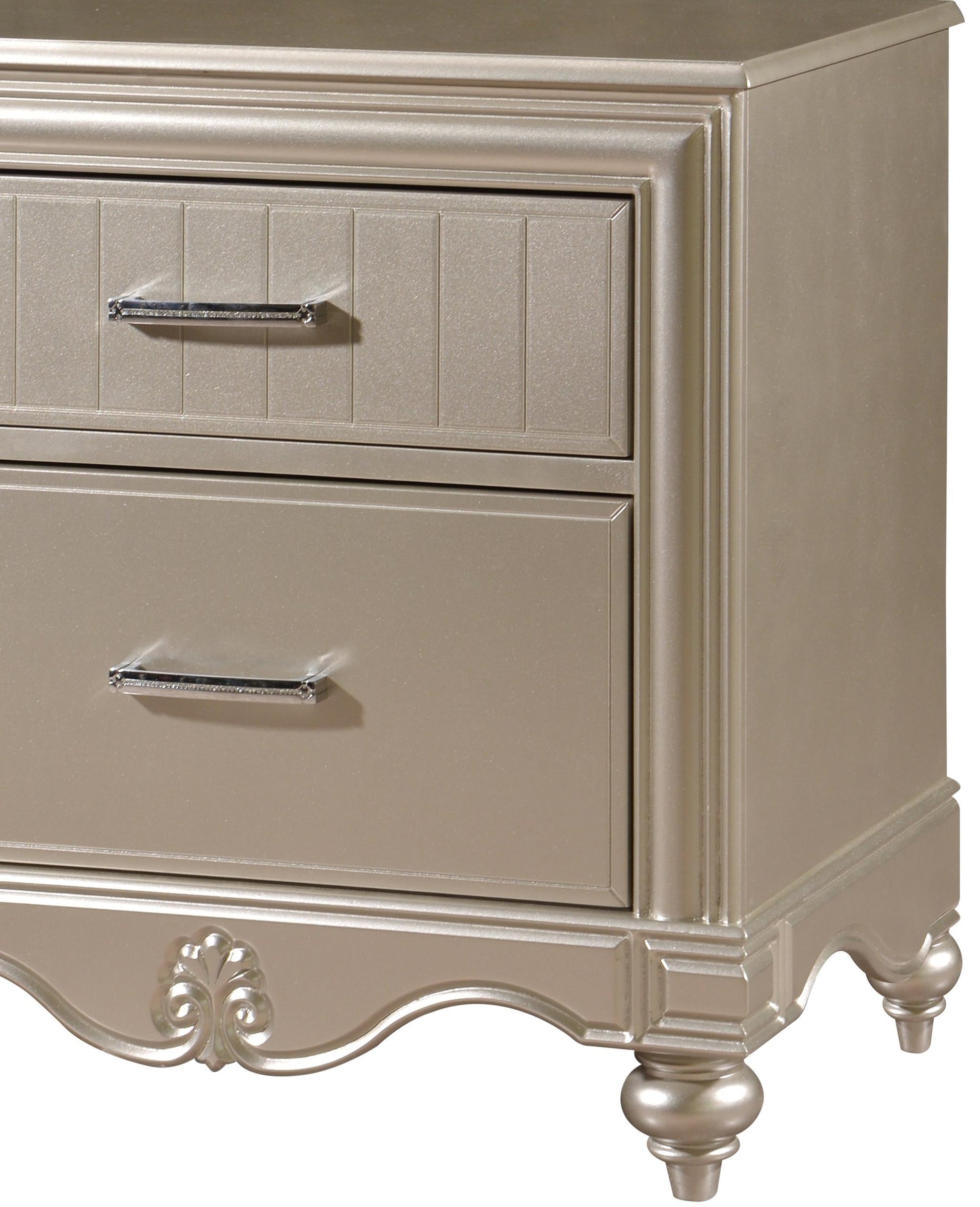 Faisal Transitional Style Nightstand in Champagne finish Wood Cosmos Furniture