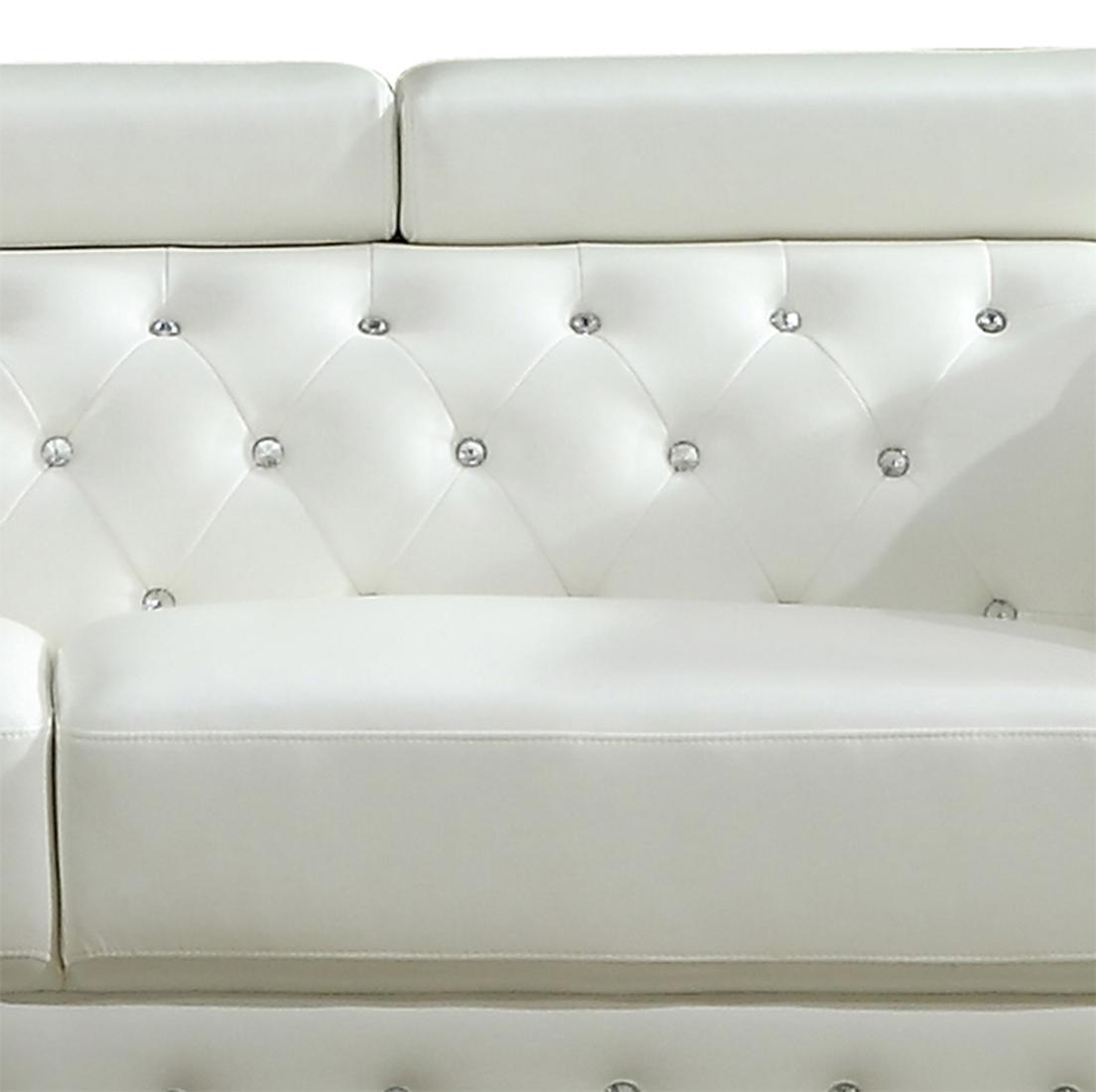 Charlise Modern Style White Sofa in Faux Leather Cosmos Furniture