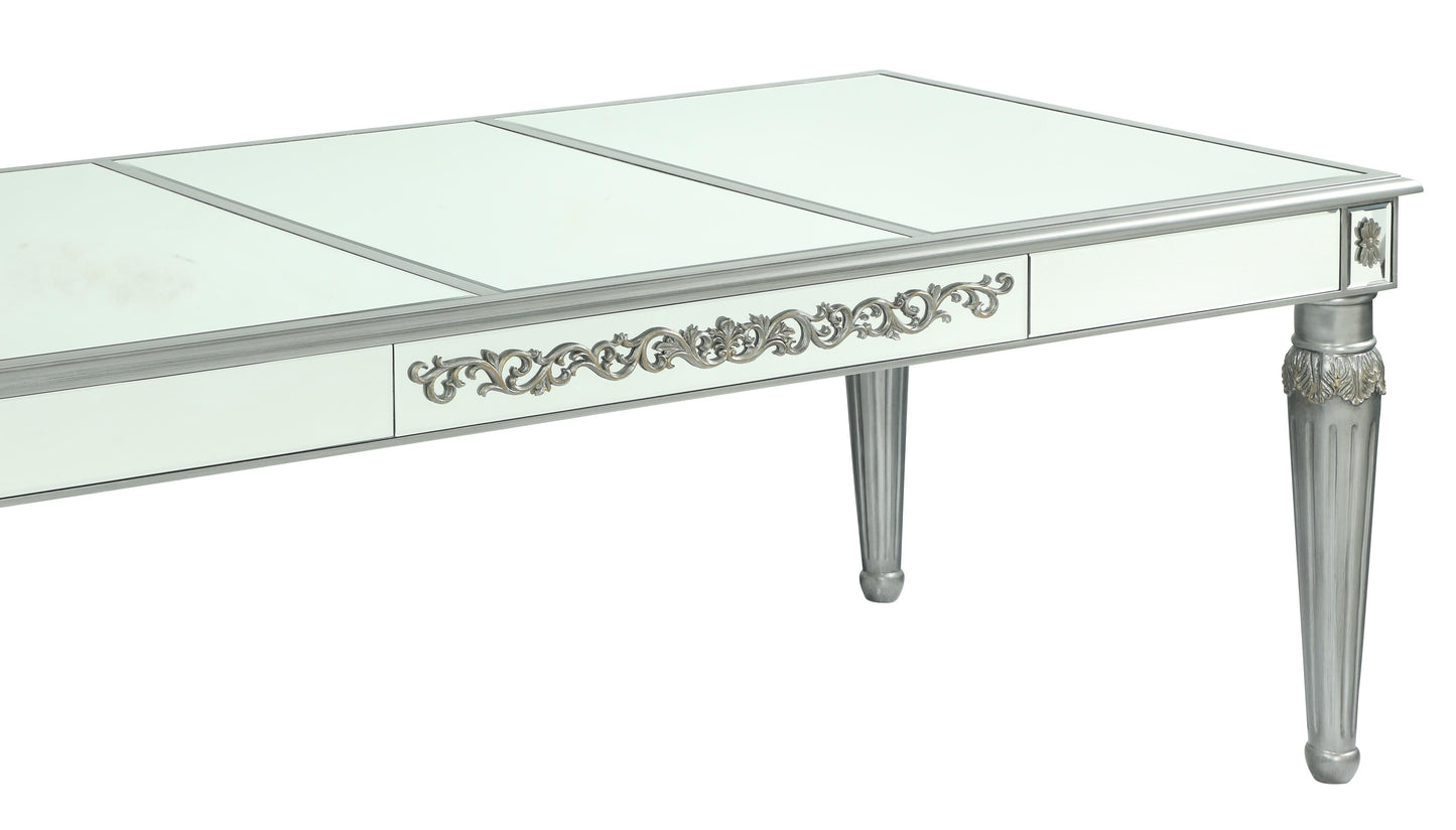 Queen Gold Modern Style Dining Table in Silver finish Wood Cosmos Furniture