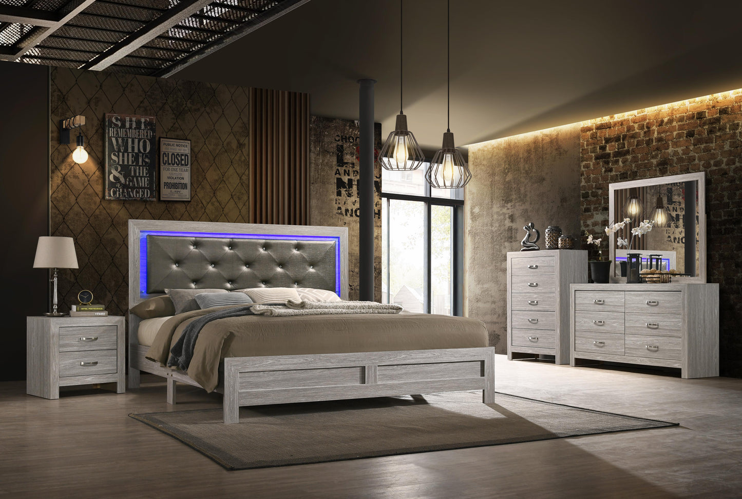 Yasmine White Modern Style Chest in Gray finish Wood Cosmos Furniture