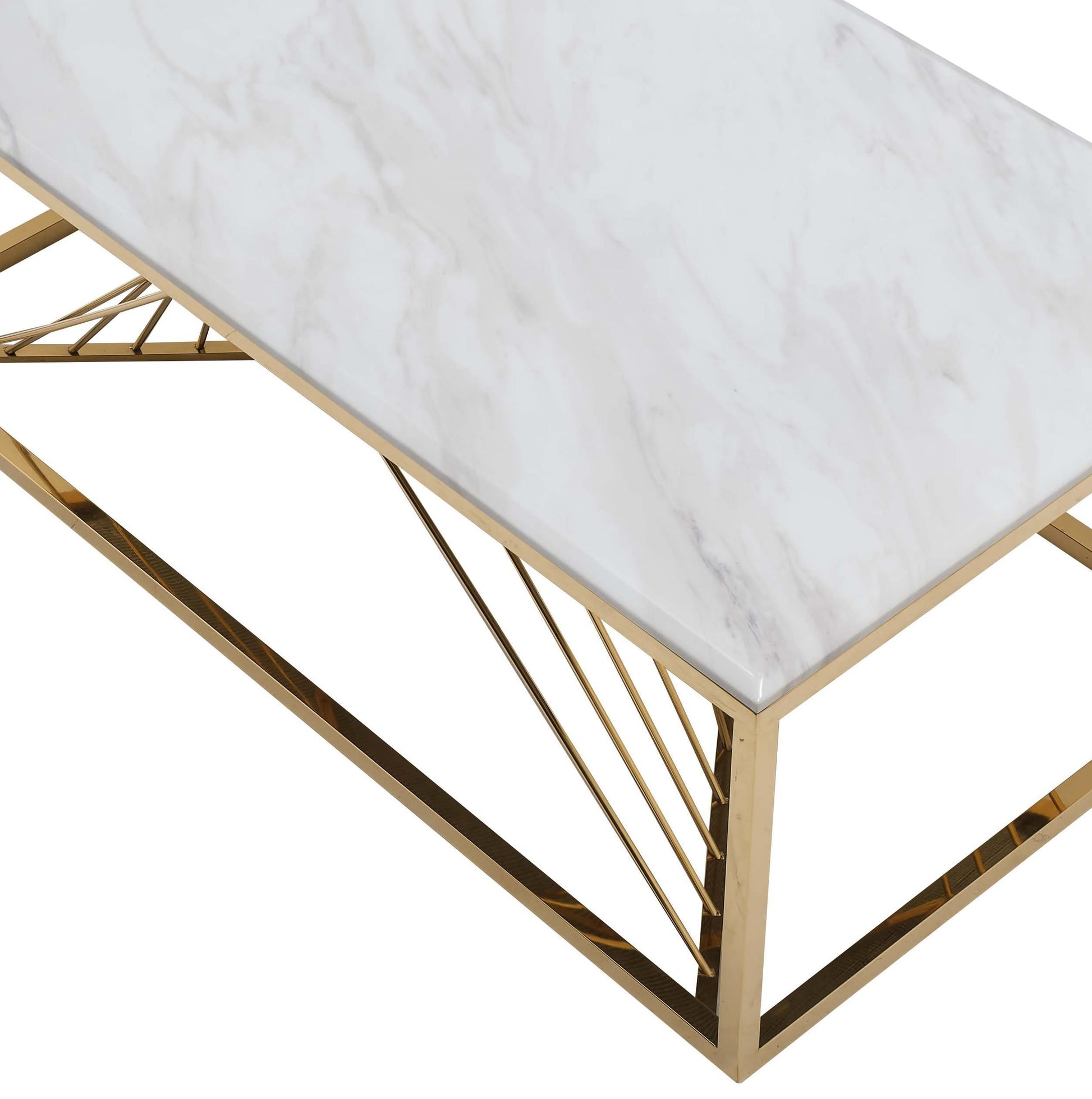 Samira Modern Style Marble Coffee Table with Metal Base Cosmos Furniture