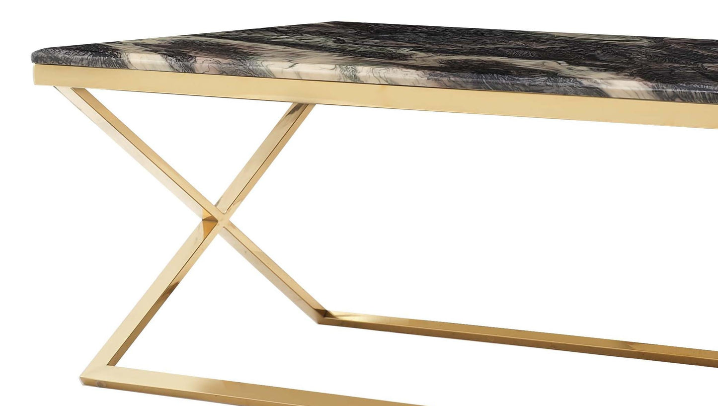 Ara Modern Style Marble Coffee Table with Metal Base Cosmos Furniture
