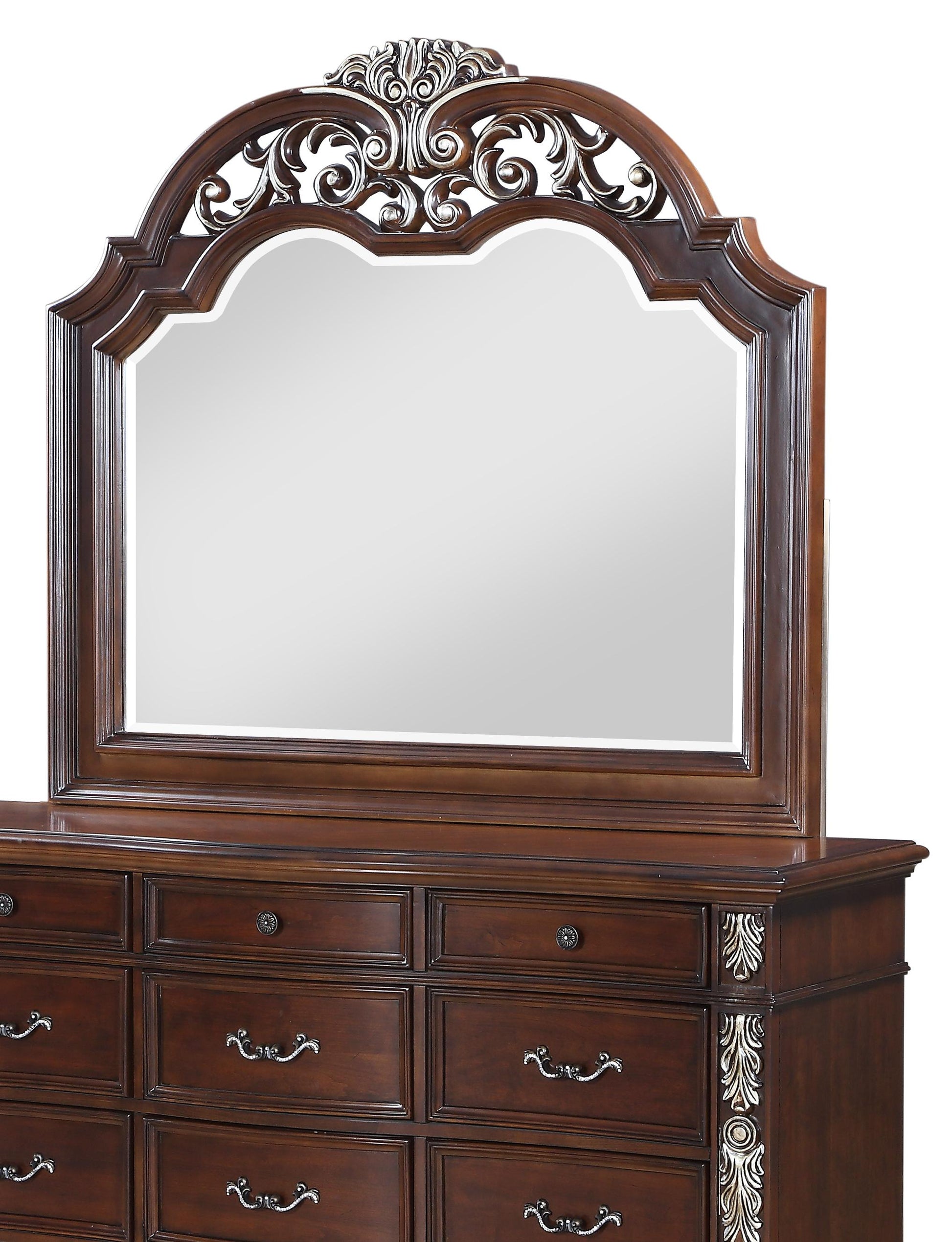 Rosanna Traditional Style Mirror in Cherry finish Wood Cosmos Furniture