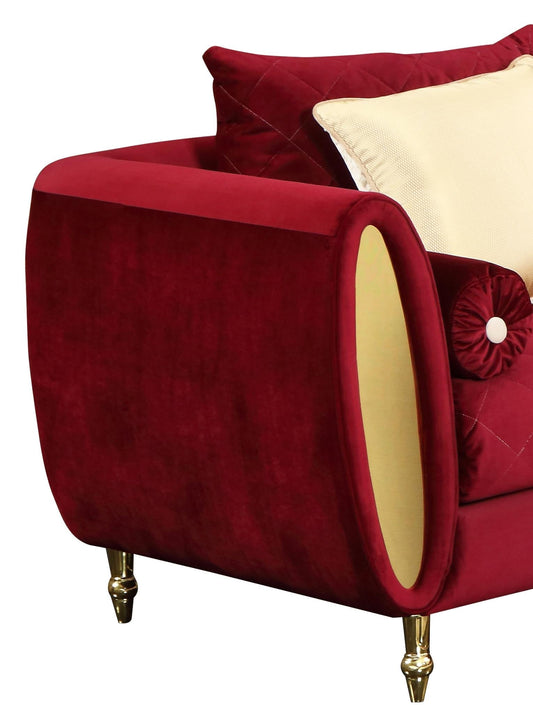 Ruby Modern Style Red Chair with Gold Finish Cosmos Furniture