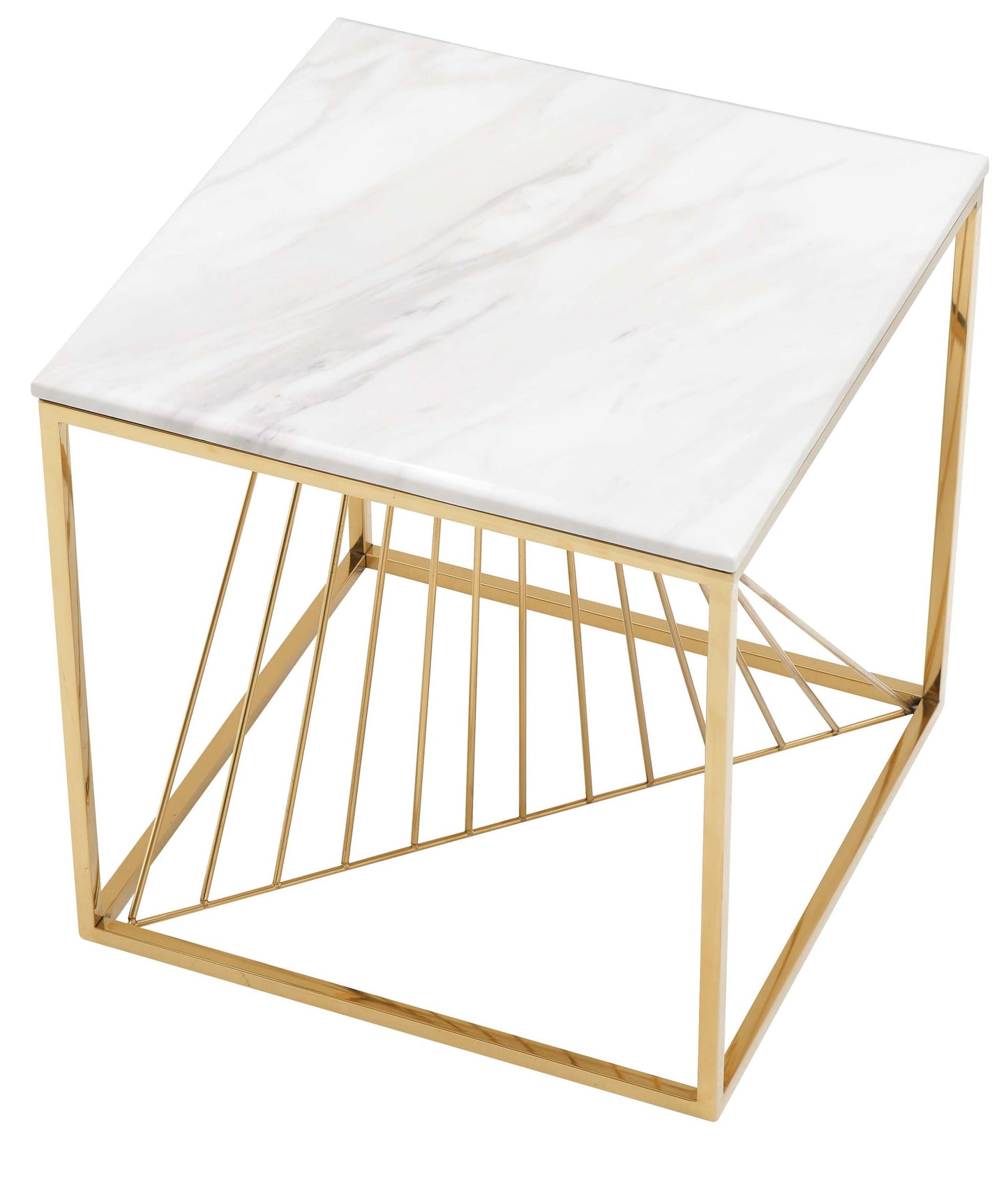 Halina Modern Style Marble End Table with Metal Base Cosmos Furniture