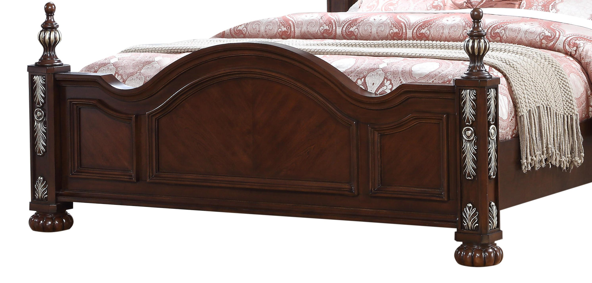 Rosanna Traditional Style King Bed in Cherry finish Wood Cosmos Furniture