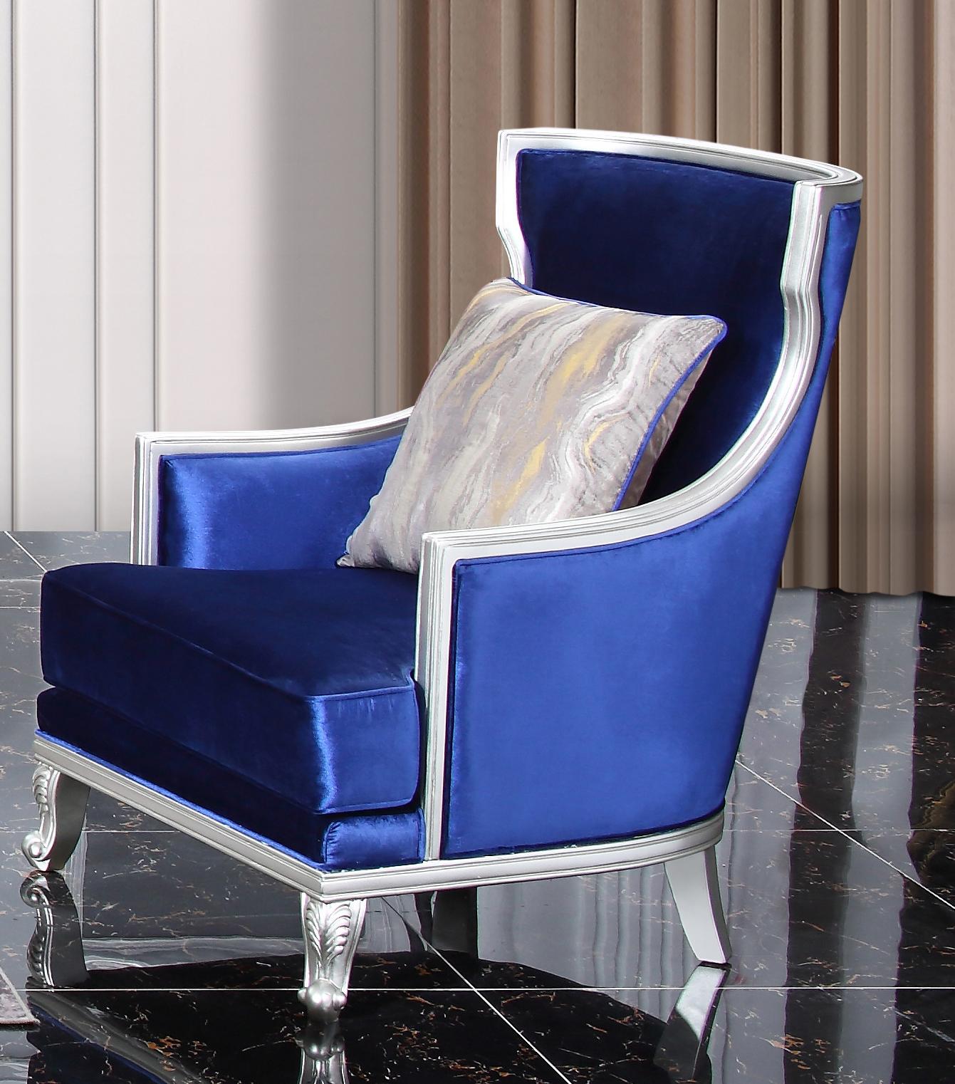 Skylar Transitional Style Chair in Silver finish Wood Cosmos Furniture