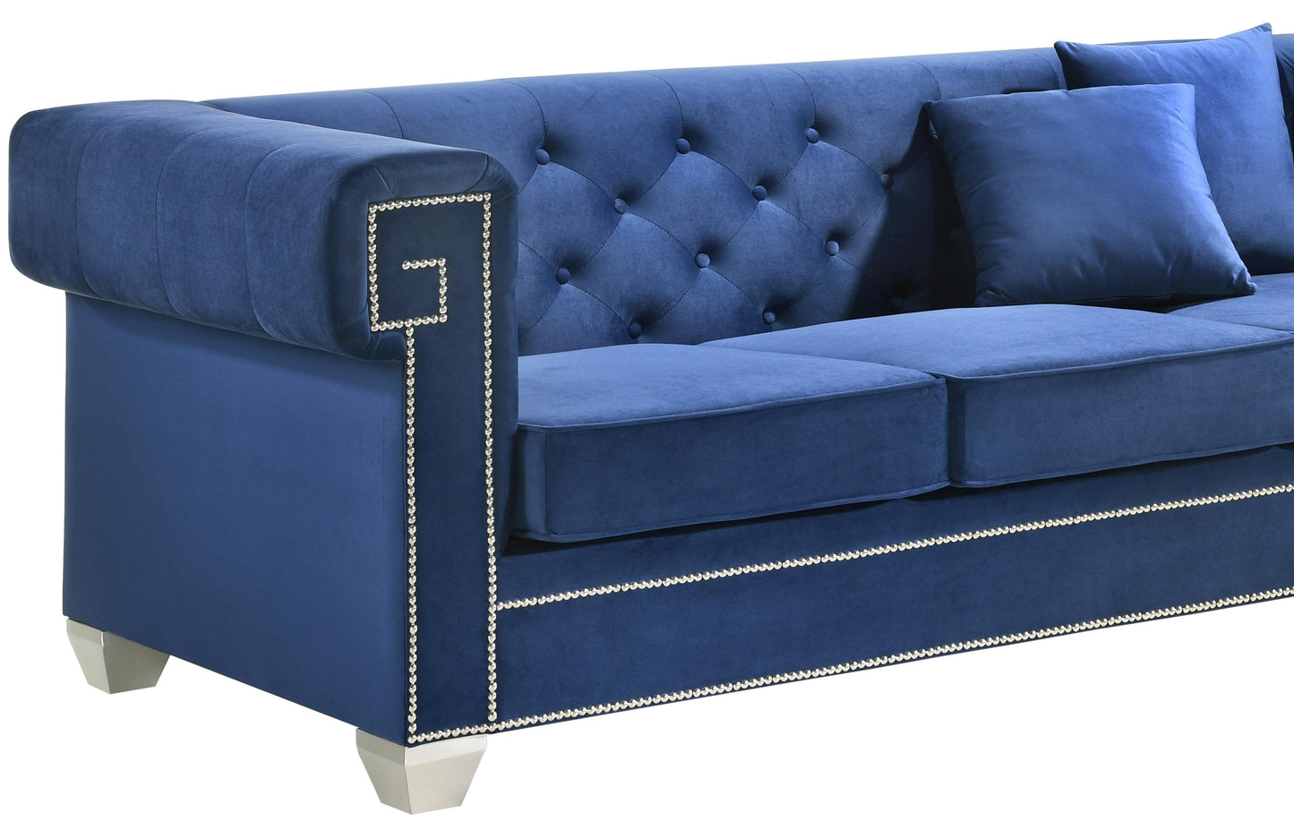 Clover Modern Style Blue Sofa with Steel Legs Cosmos Furniture