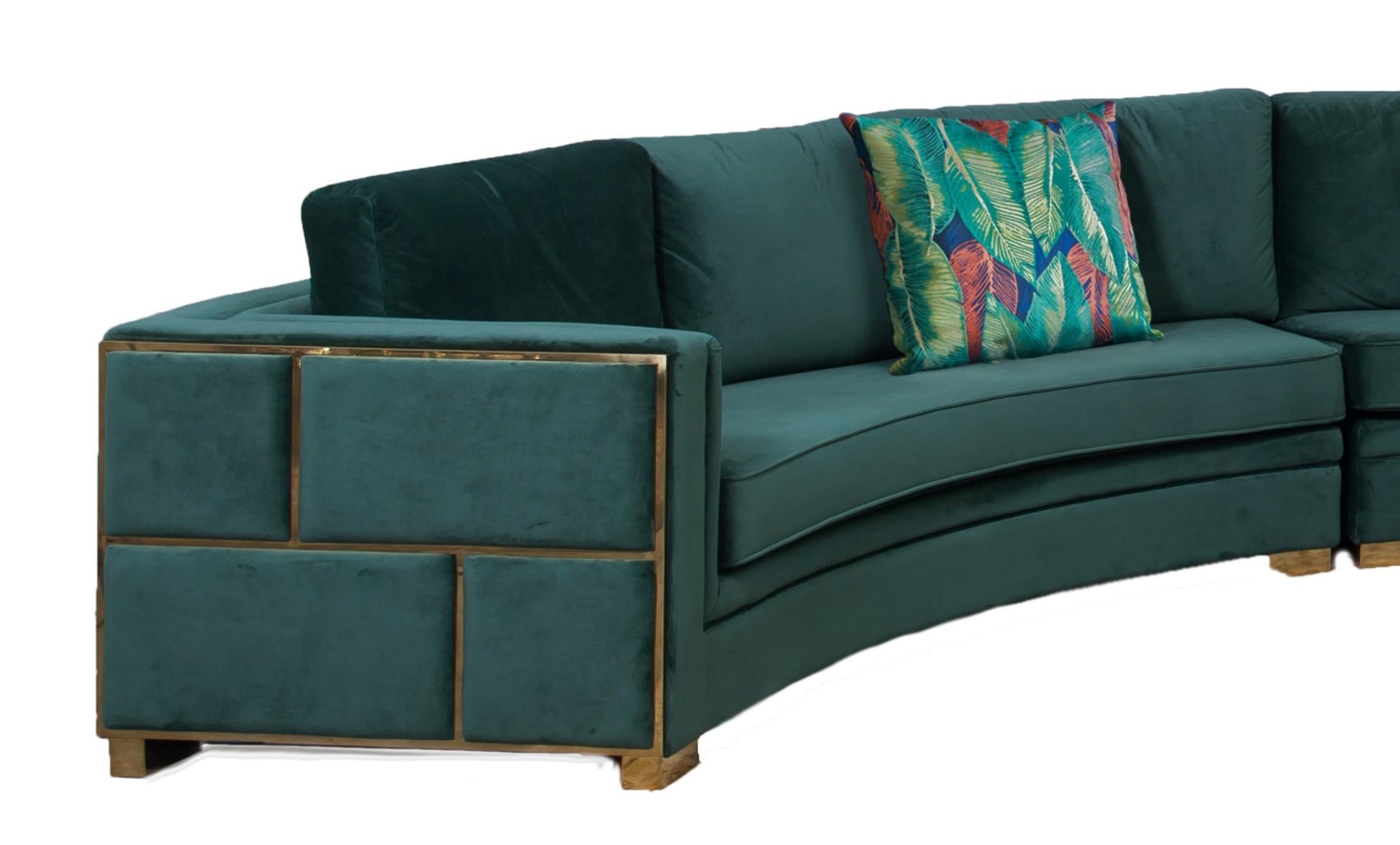 Marco Sectional in Green with Gold Finish Cosmos Furniture