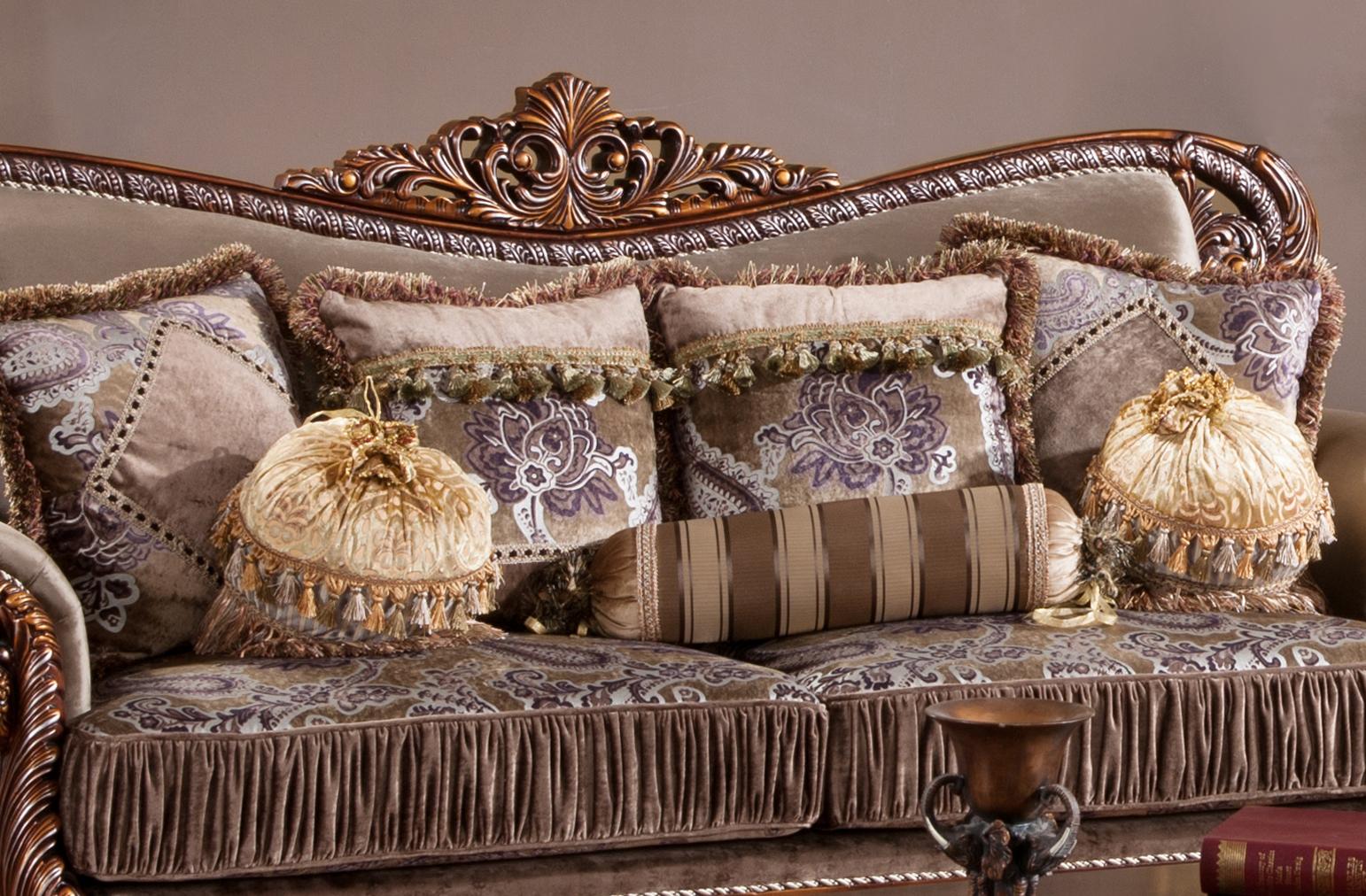 Janet Traditional Style Sofa in Cherry finish Wood Cosmos Furniture