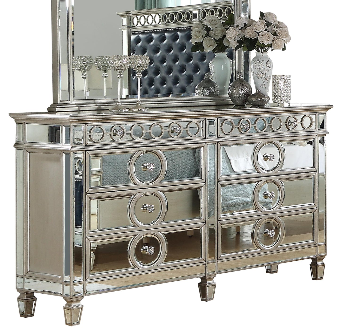 Brooklyn Contemporary Style Dresser in Silver finish Wood Cosmos Furniture