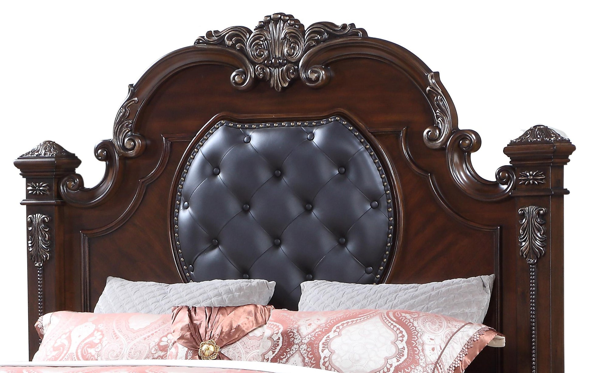 Destiny Traditional Style King Bed in Cherry finish Wood Cosmos Furniture