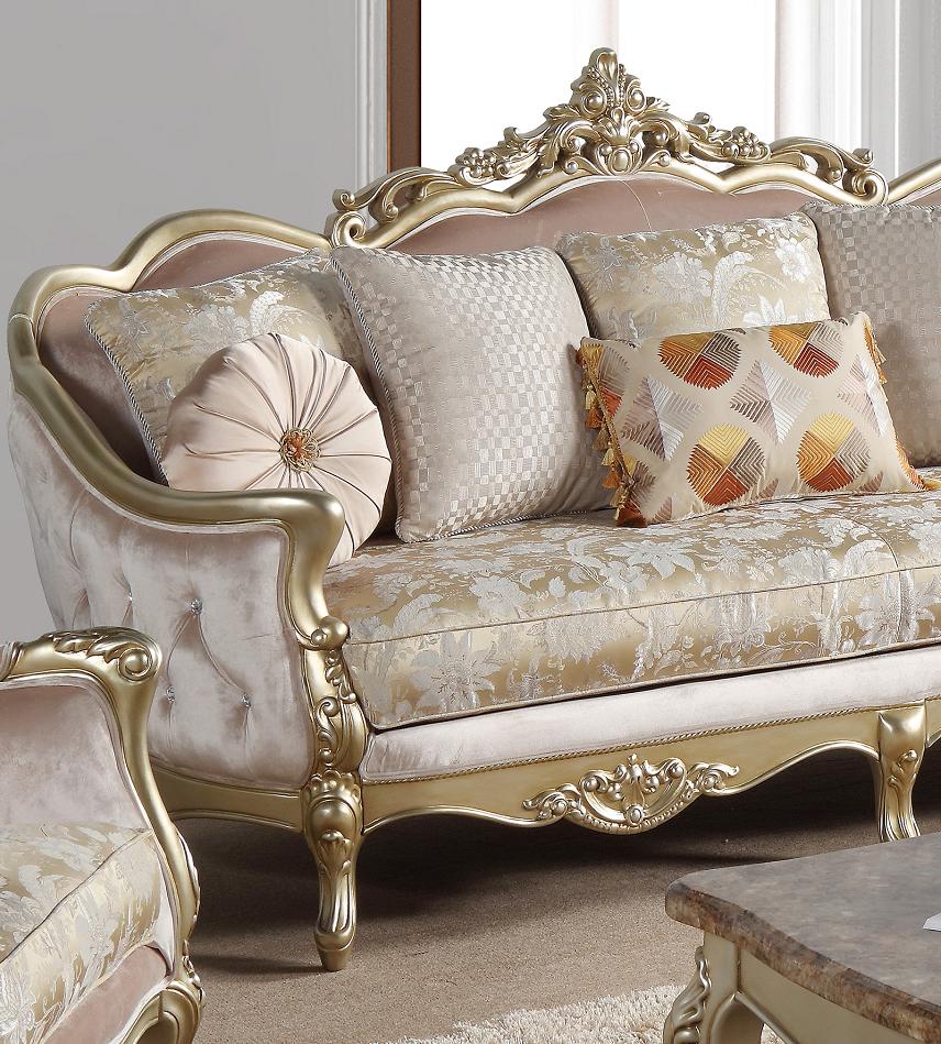 Diana Traditional Style Loveseat in Champagne finish Wood Cosmos Furniture