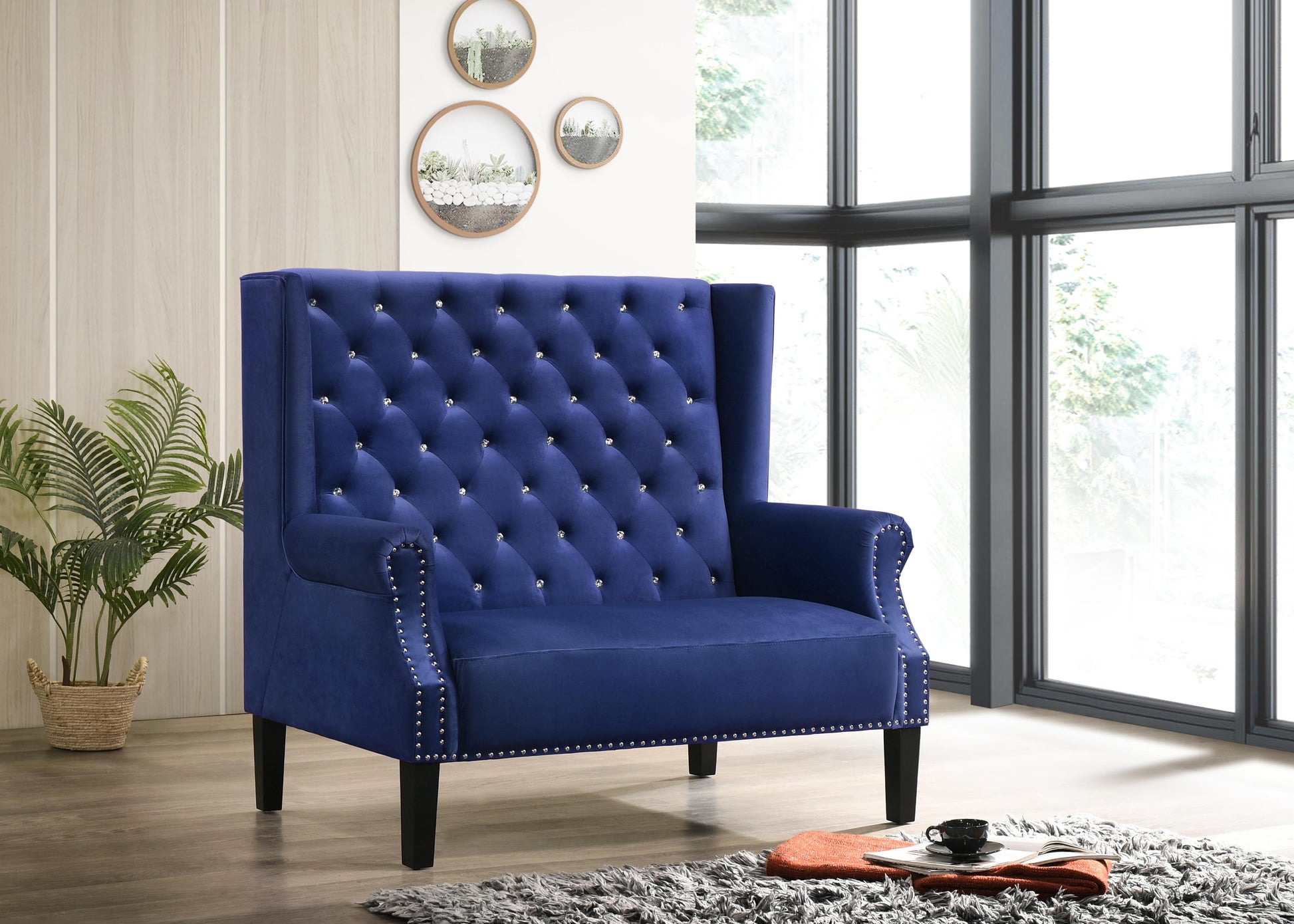 Lexi Transitional Style Blue Accent Chair Cosmos Furniture