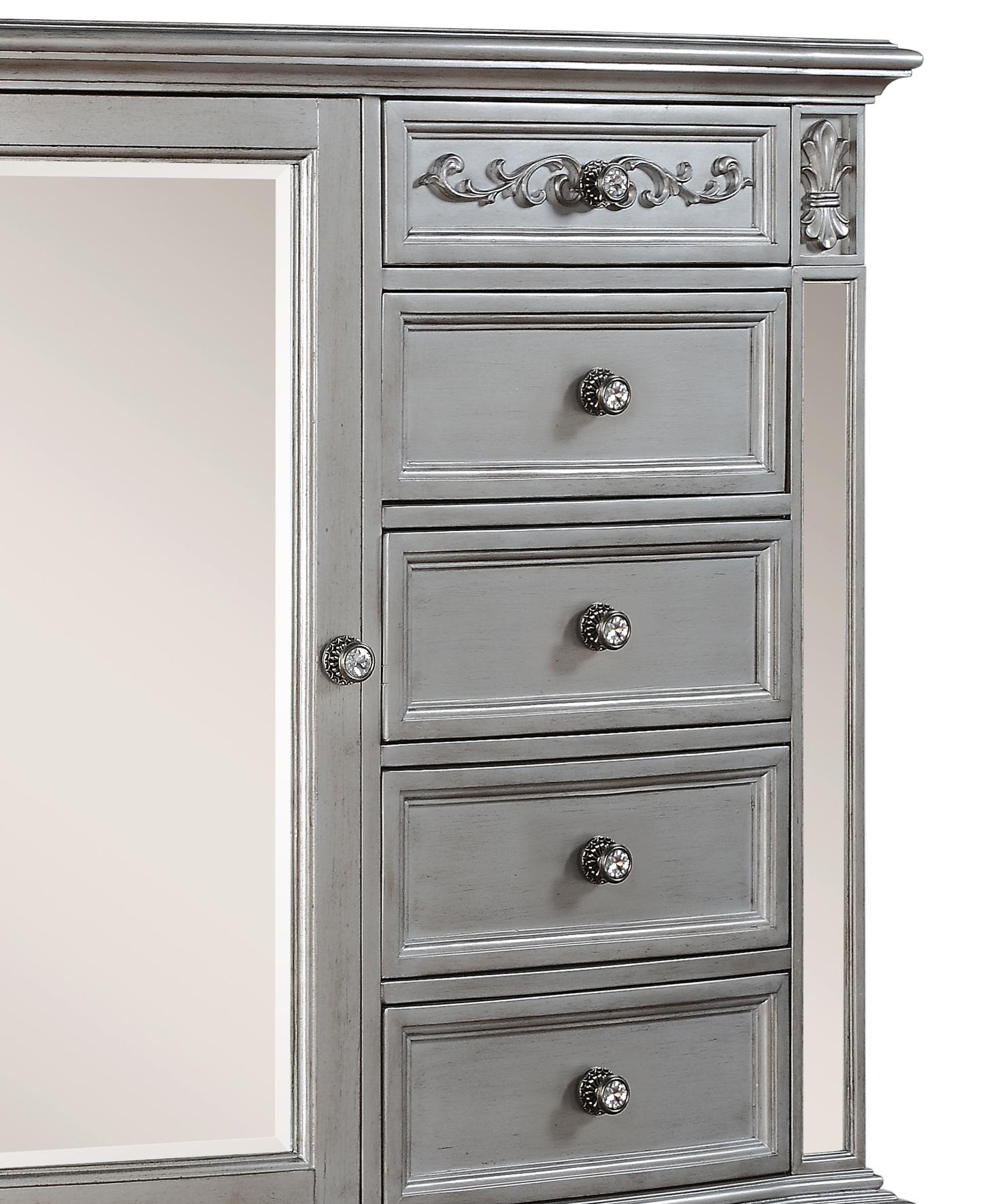 Pamela Traditional Style Chest in Silver finish Wood Cosmos Furniture