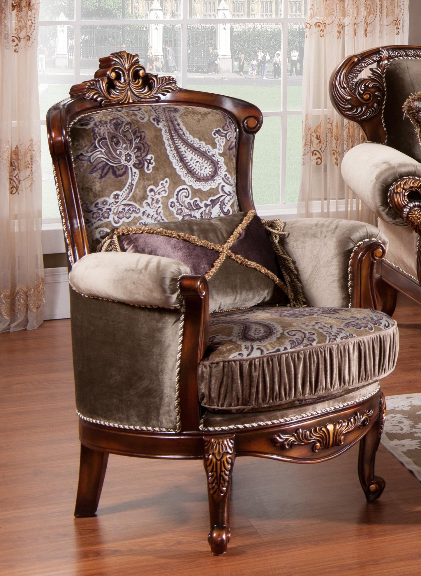 Janet Traditional Style Chair in Cherry finish Wood Cosmos Furniture