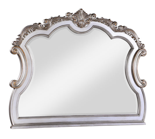 Melrose Transitional Style Mirror in Silver finish Wood Cosmos Furniture