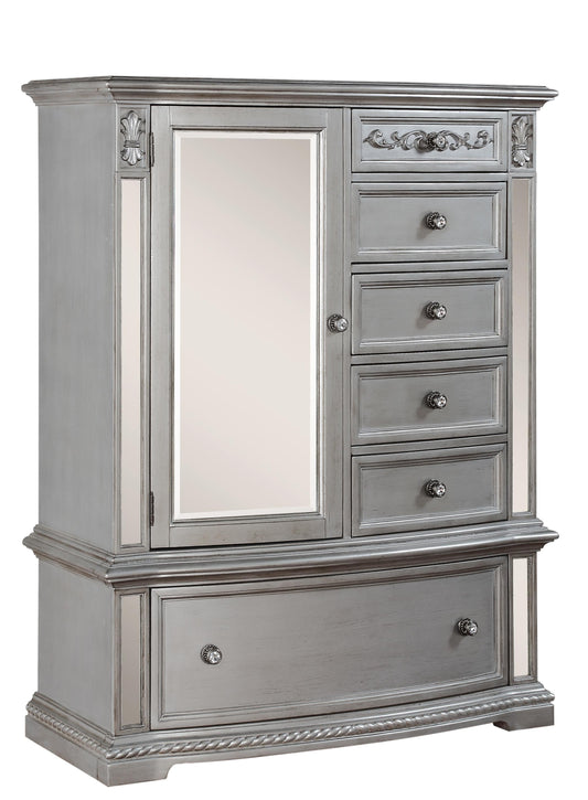 Pamela Traditional Style Chest in Silver finish Wood Cosmos Furniture