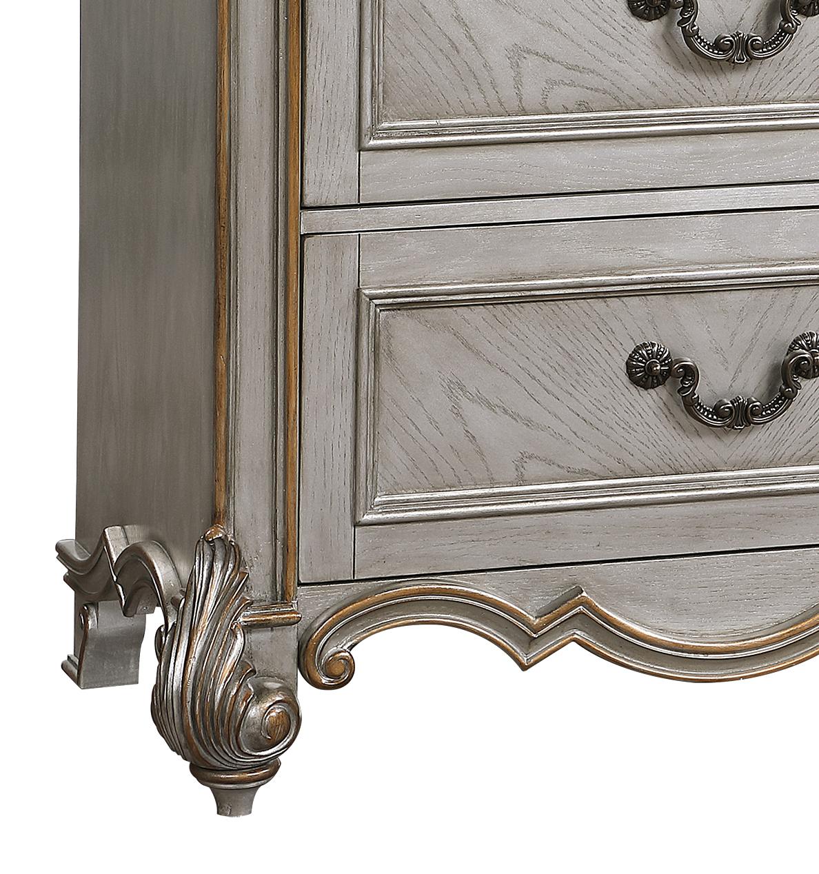 Melrose Transitional Style Dresser in Silver finish Wood Cosmos Furniture