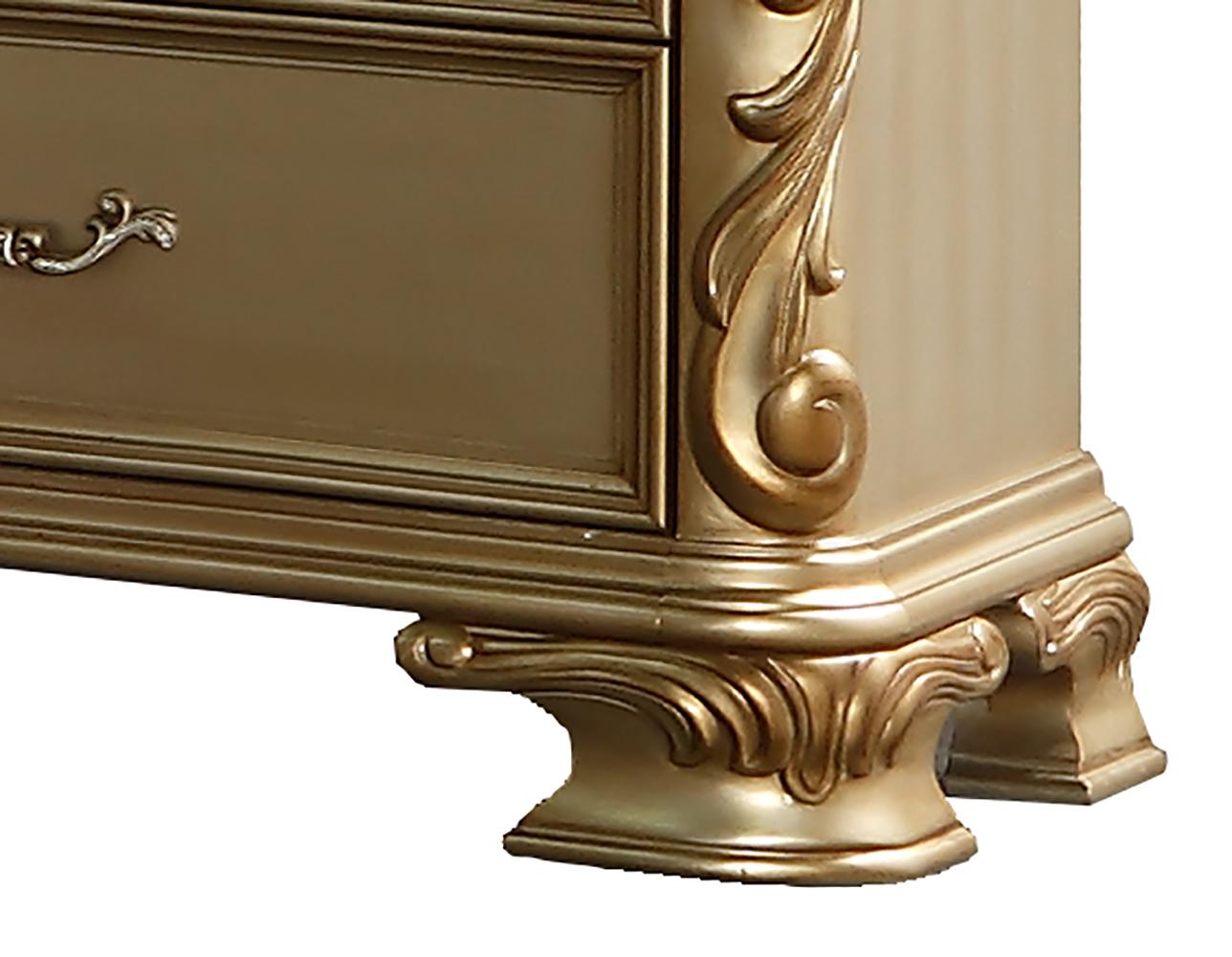 Miranda Transitional Style Nightstand in Gold finish Wood Cosmos Furniture