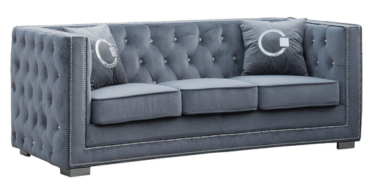 Zion Modern Style Gray Sofa with Steel legs Cosmos Furniture