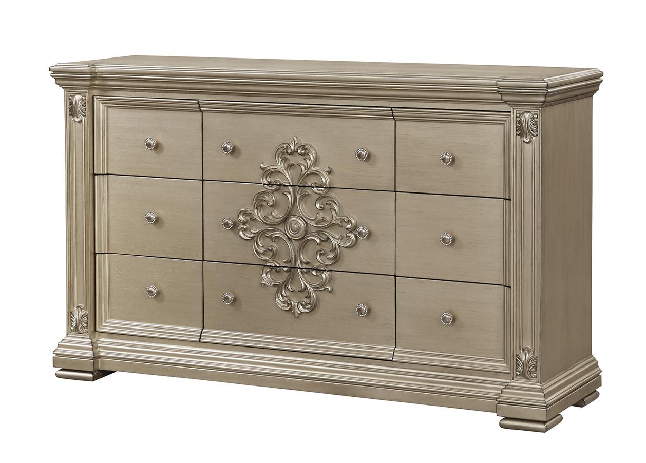 Alicia Transitional Style Dresser in Beige finish Wood Cosmos Furniture