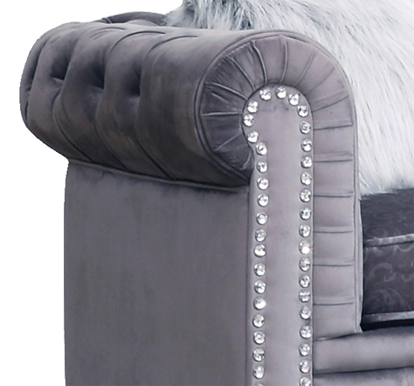 Sahara Modern Style Gray Sofa with Acrylic legs Cosmos Furniture