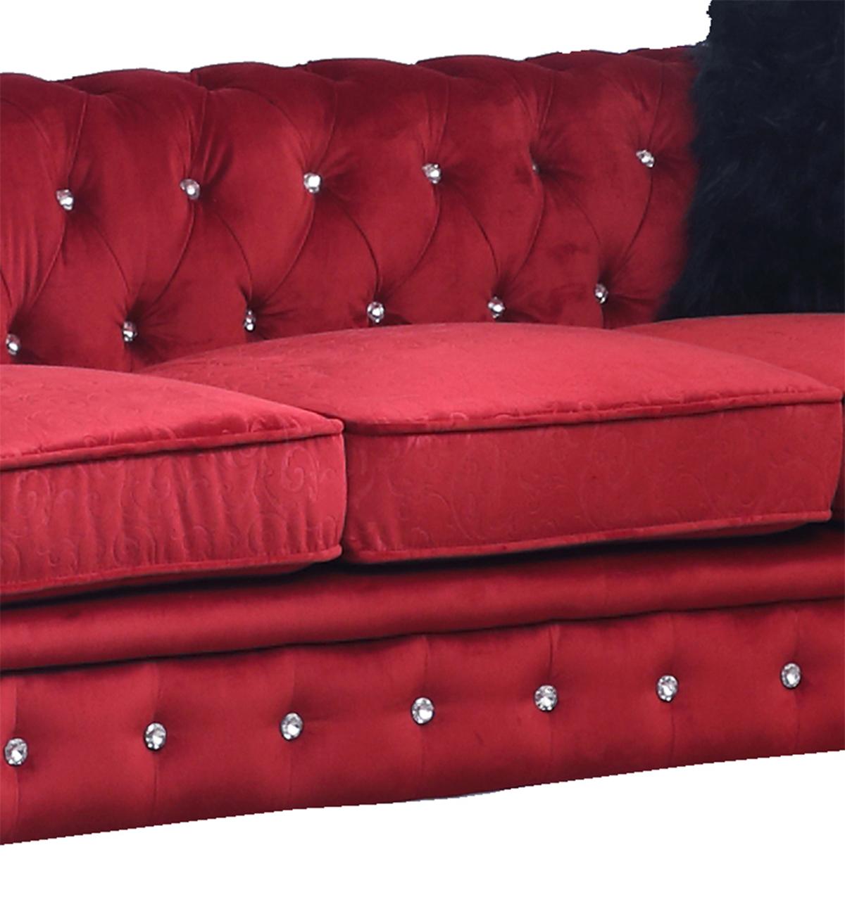 Sahara Modern Style Red Sofa with Acrylic legs Cosmos Furniture