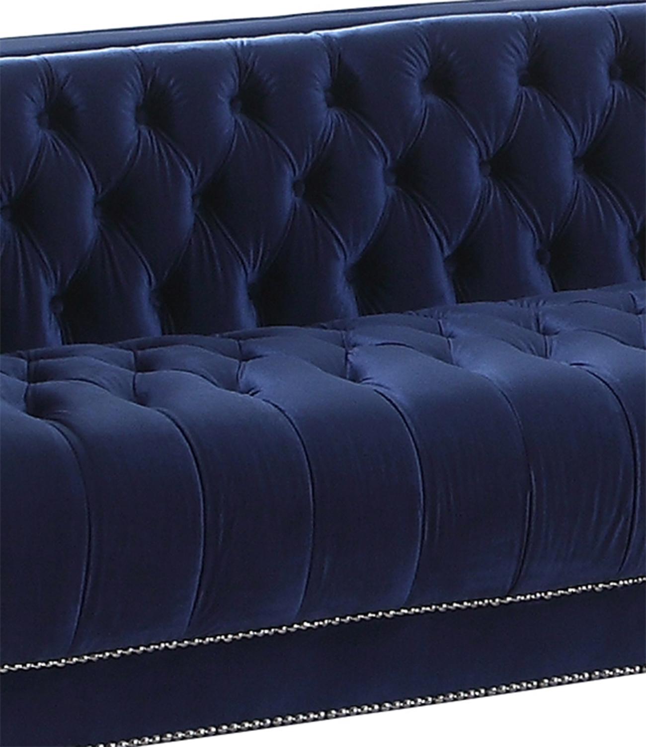 Kendel Blue Modern Style Navy Sofa with Acrylic Legs Cosmos Furniture