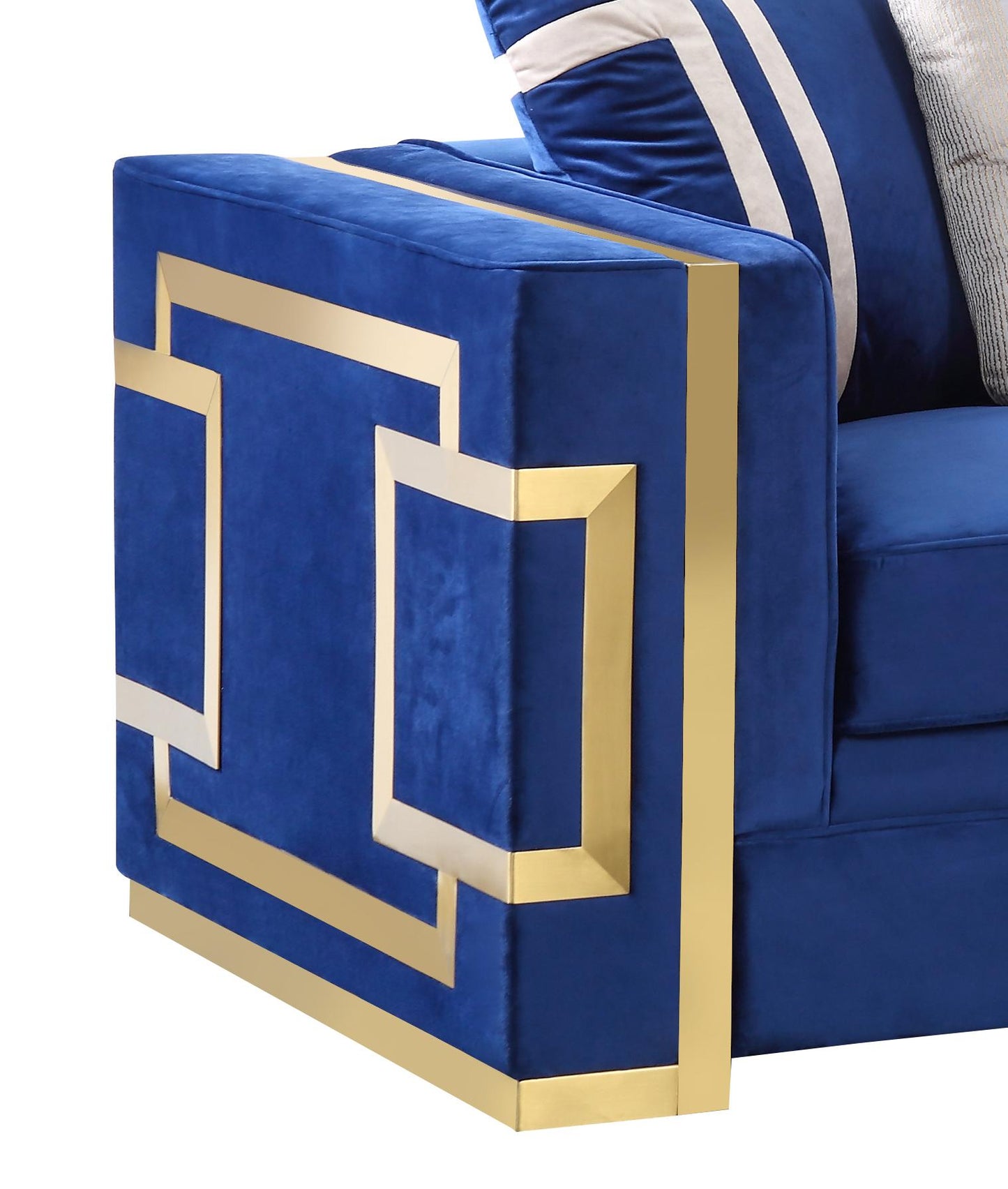 Lawrence Modern Style Navy Sofa with Gold Finish Cosmos Furniture