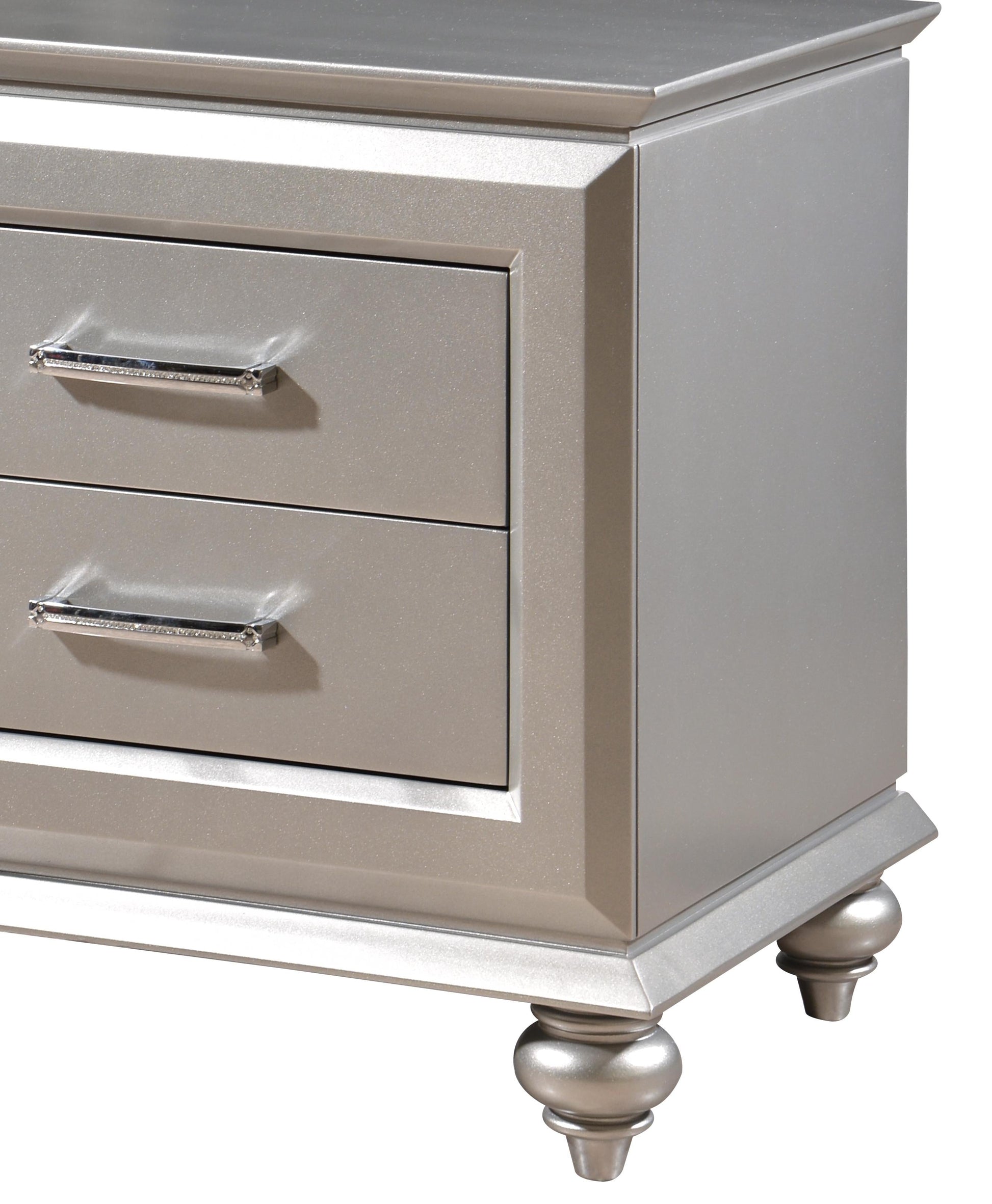 Alia Modern Style Nightstand in Silver finish Wood Cosmos Furniture