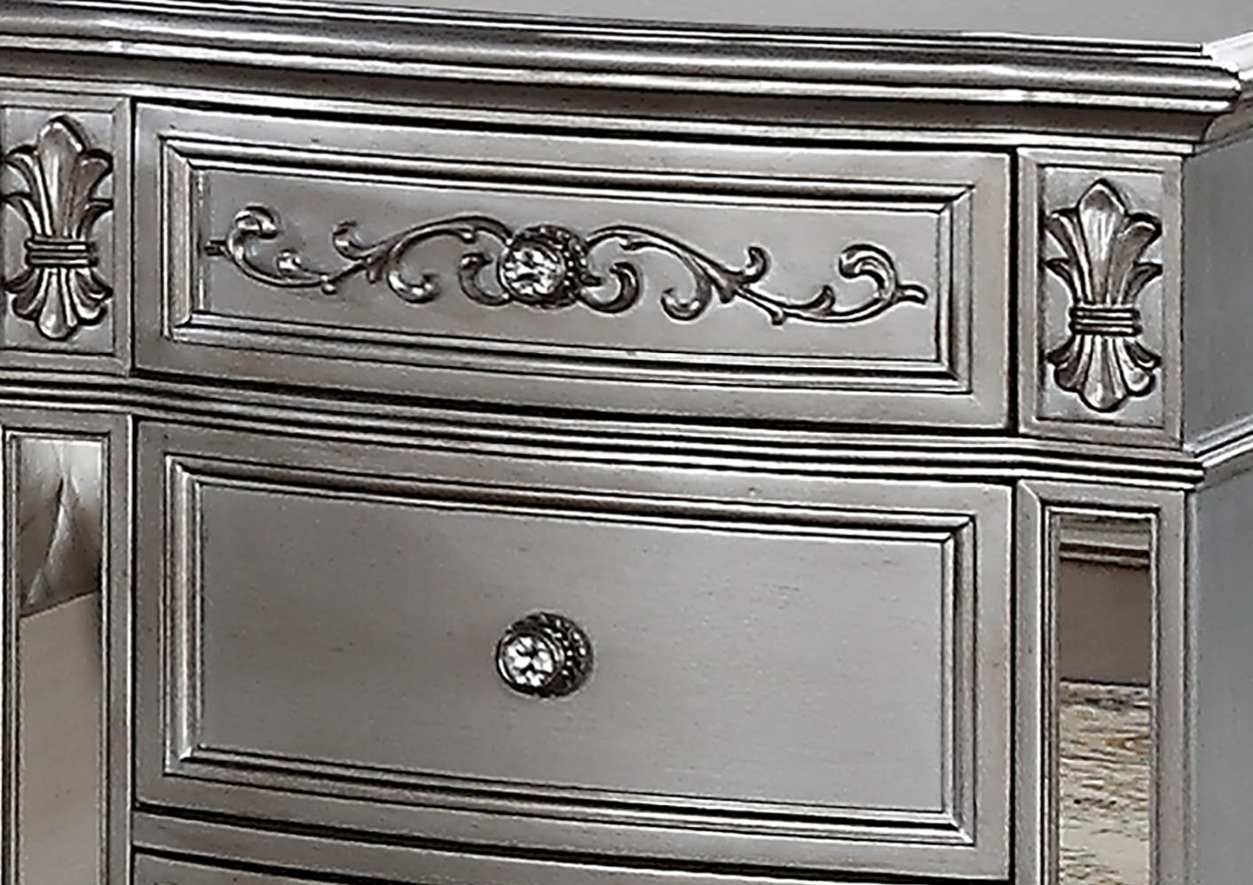 Pamela Transitional Style Nightstand in Silver finish Wood Cosmos Furniture