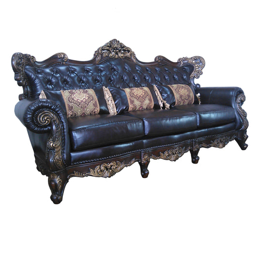 Britney Traditional Style Sofa in Cherry finish Wood Cosmos Furniture