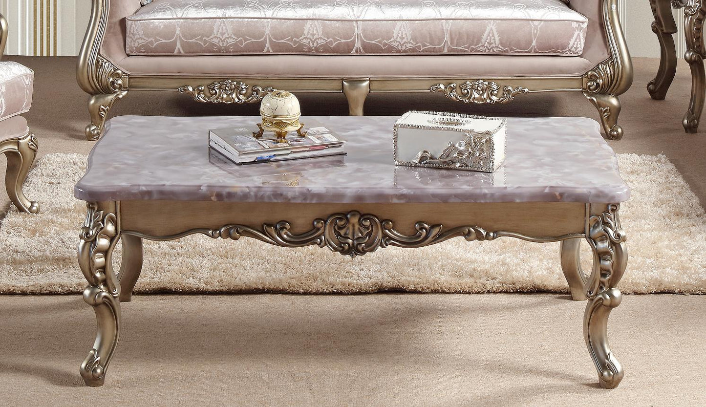 Ariana Traditional Style Coffee Table in Champagne finish Wood Cosmos Furniture