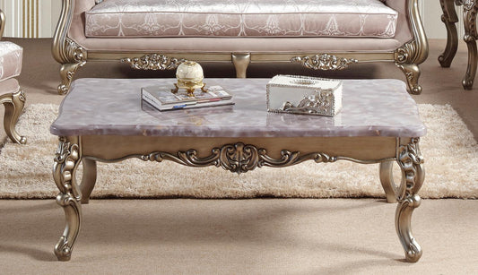 Ariana Traditional Style Coffee Table in Champagne finish Wood Cosmos Furniture