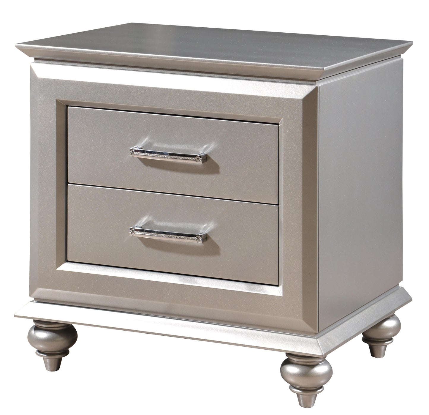 Alia Modern Style Nightstand in Silver finish Wood Cosmos Furniture