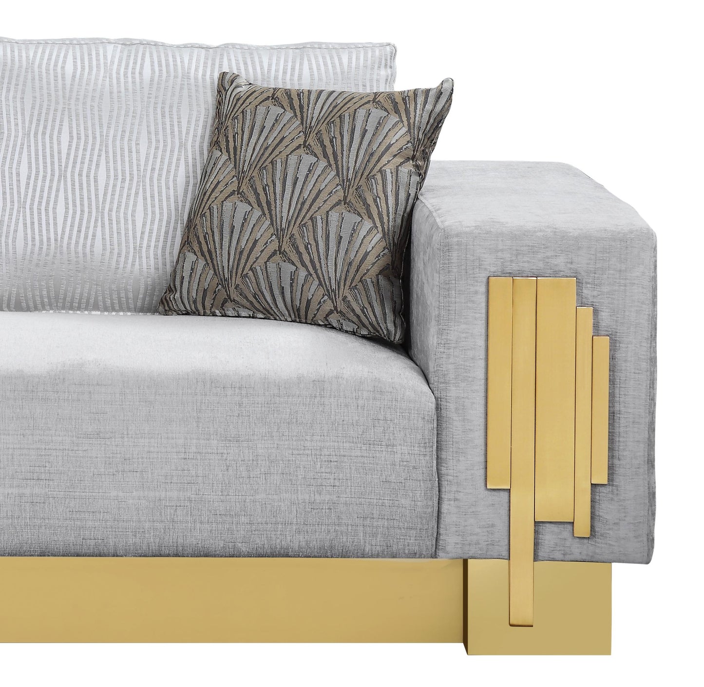 Megan Modern Style Gray Loveseat with Gold Finish Cosmos Furniture