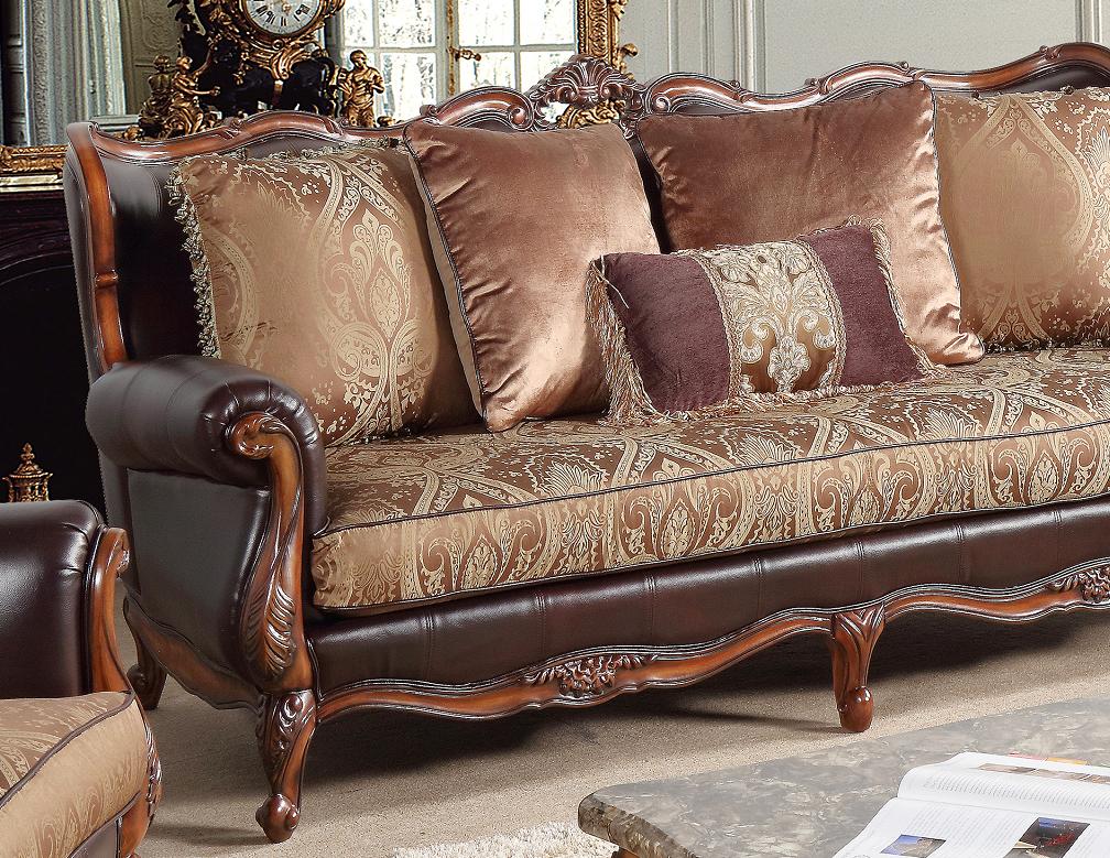 Anne Traditional Style Sofa in Cherry finish Wood Cosmos Furniture