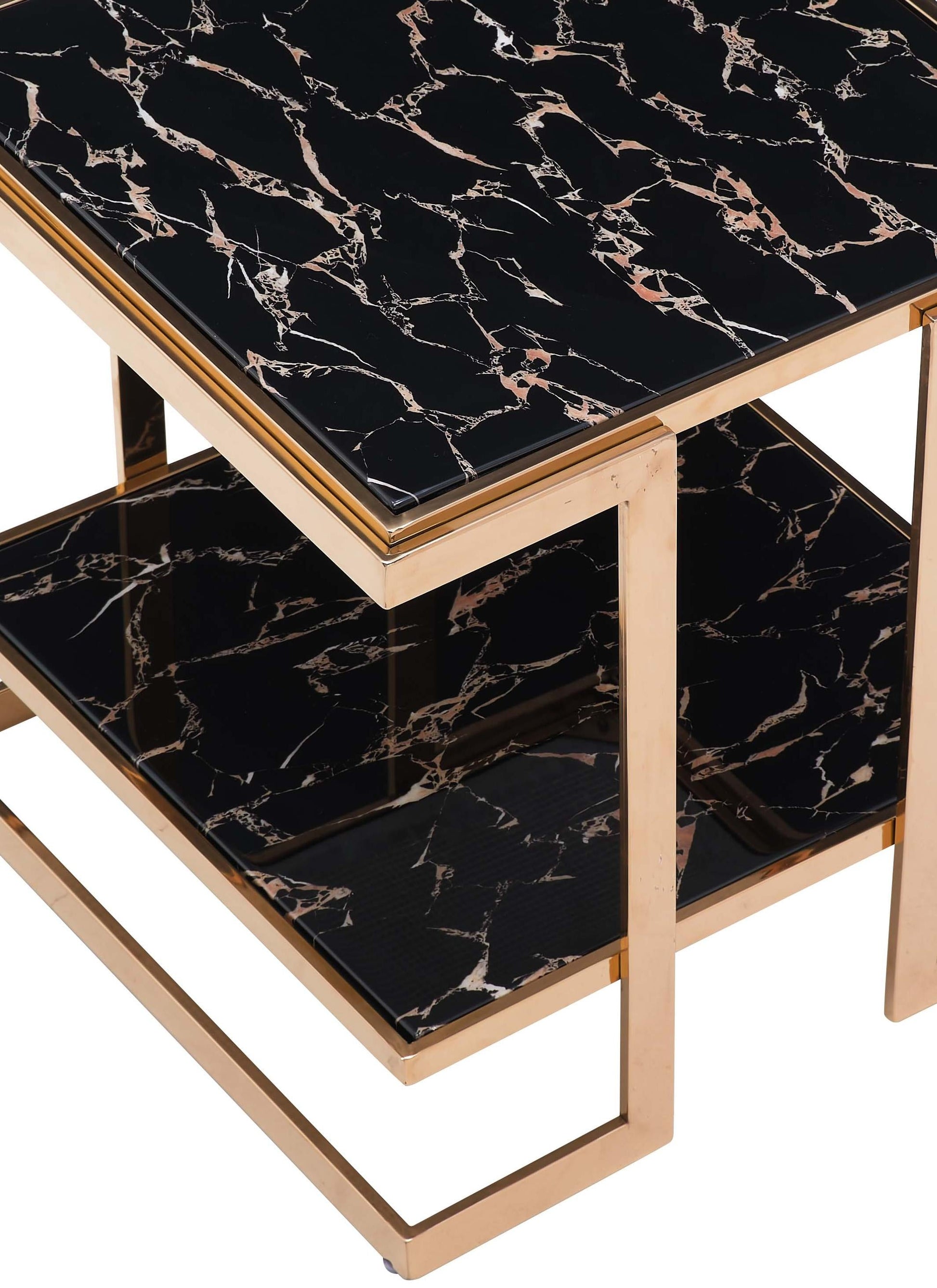 Dayna Modern Style Marble End Table with Metal Base Cosmos Furniture