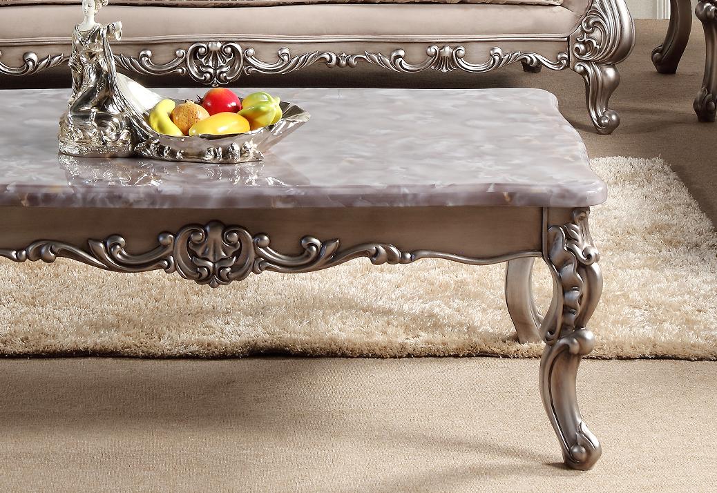 Cristina Traditional Style Coffee Table in Silver finish Wood Cosmos Furniture