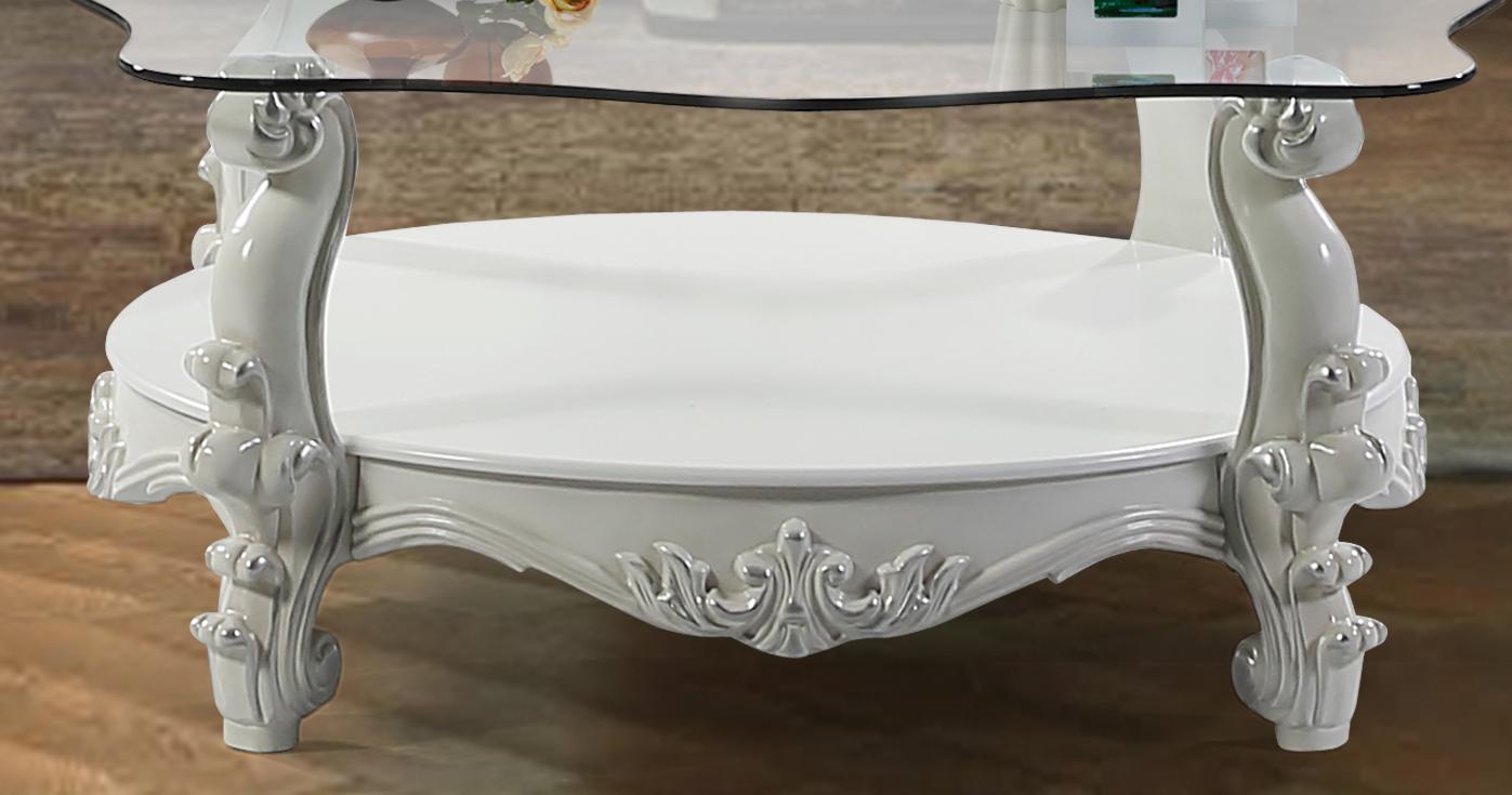 Juliana Traditional Style Coffee Table in Pearl White finish Wood Cosmos Furniture