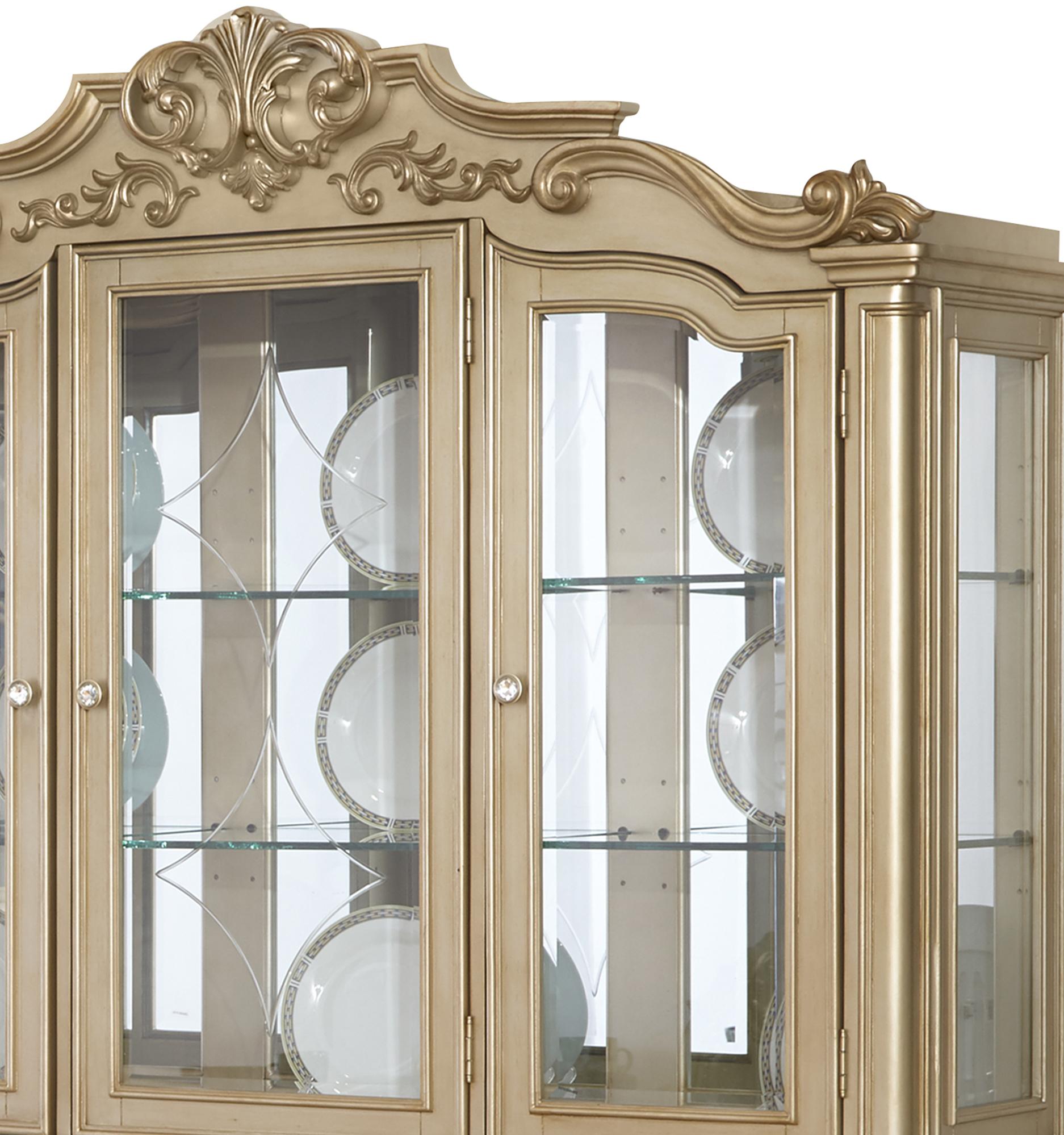 Miranda Transitional Style Dining Hutch in Gold finish Wood Cosmos Furniture