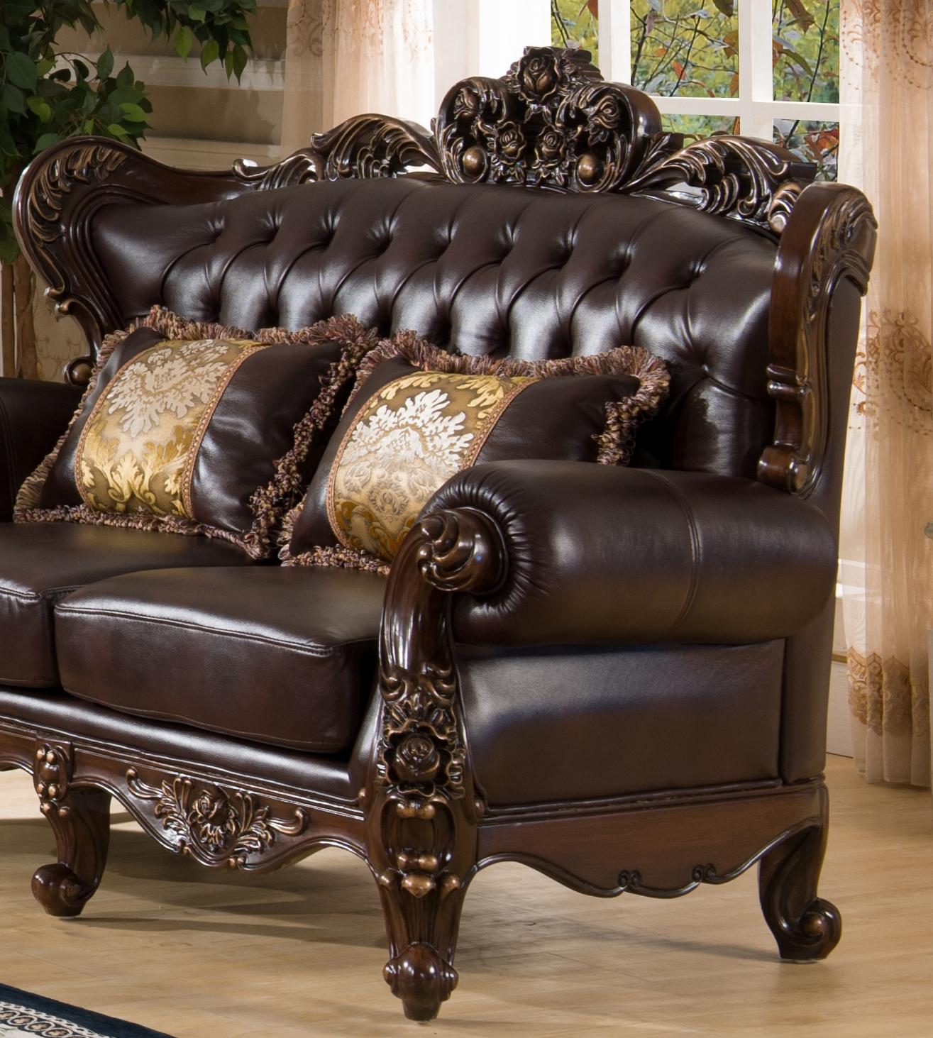 Vanessa Traditional Style Loveseat in Walnut finish Wood Cosmos Furniture