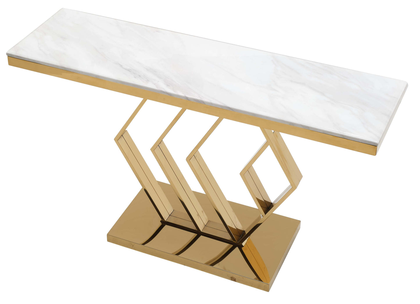 Gamila Modern Style Marble Console Table with Metal Base Cosmos Furniture