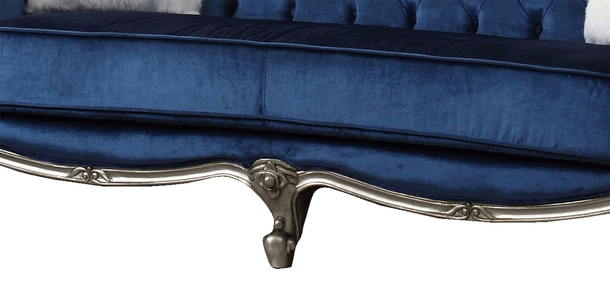 Mia Transitional Style Navy Sofa with Silver Finish Cosmos Furniture