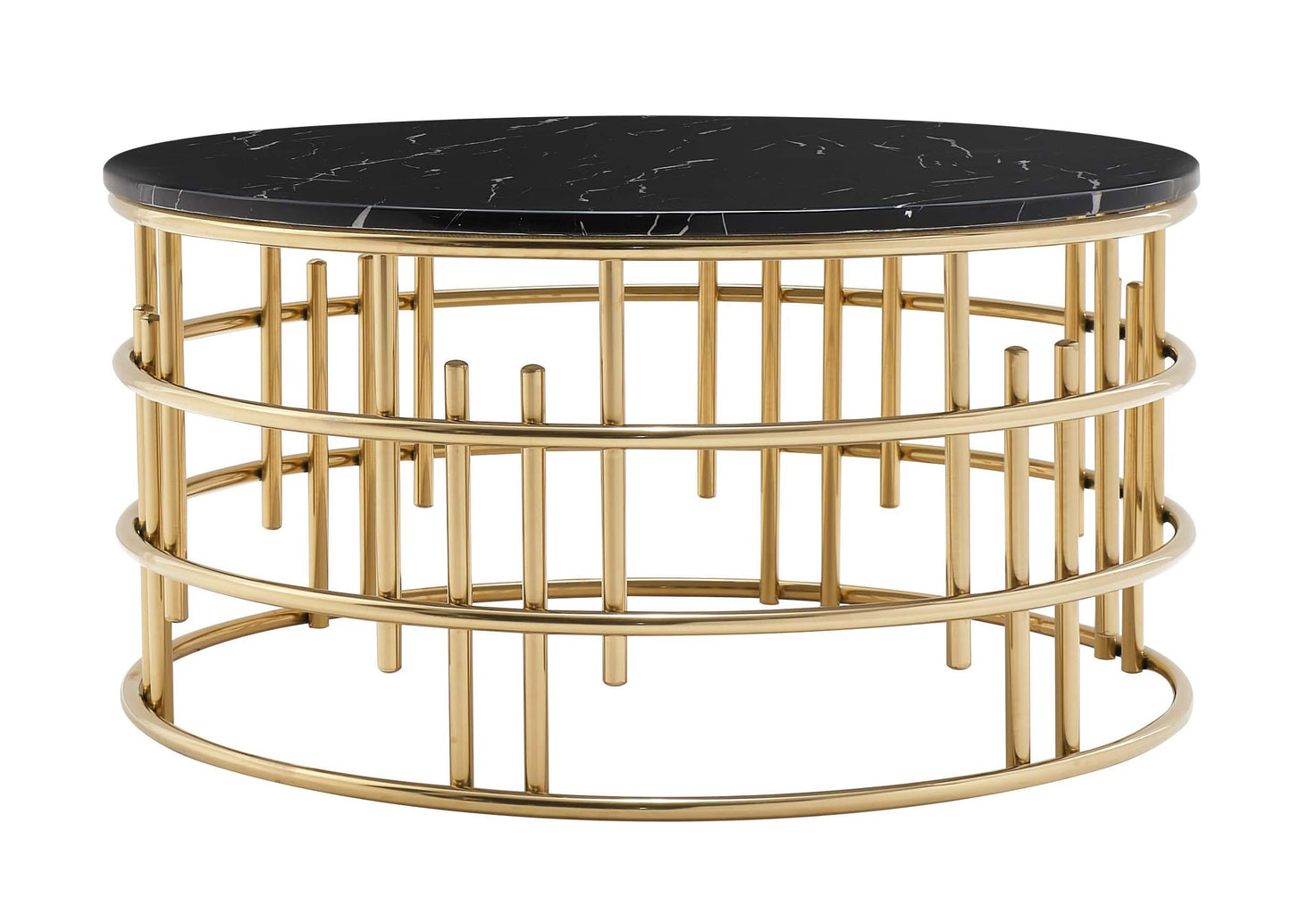 Carissa Modern Style Marble Coffee Table with Metal Base Cosmos Furniture